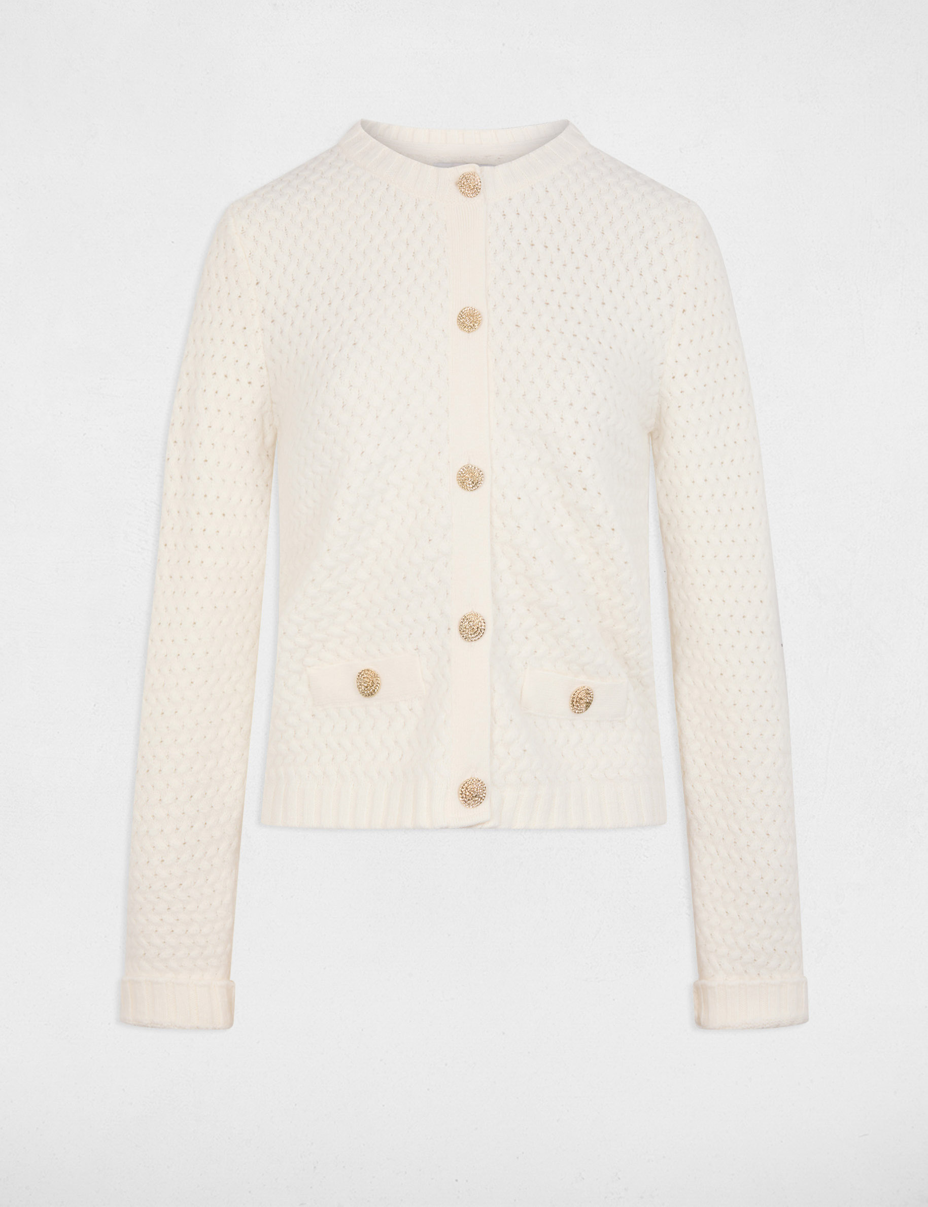 Gilet droit col rond blanc femme