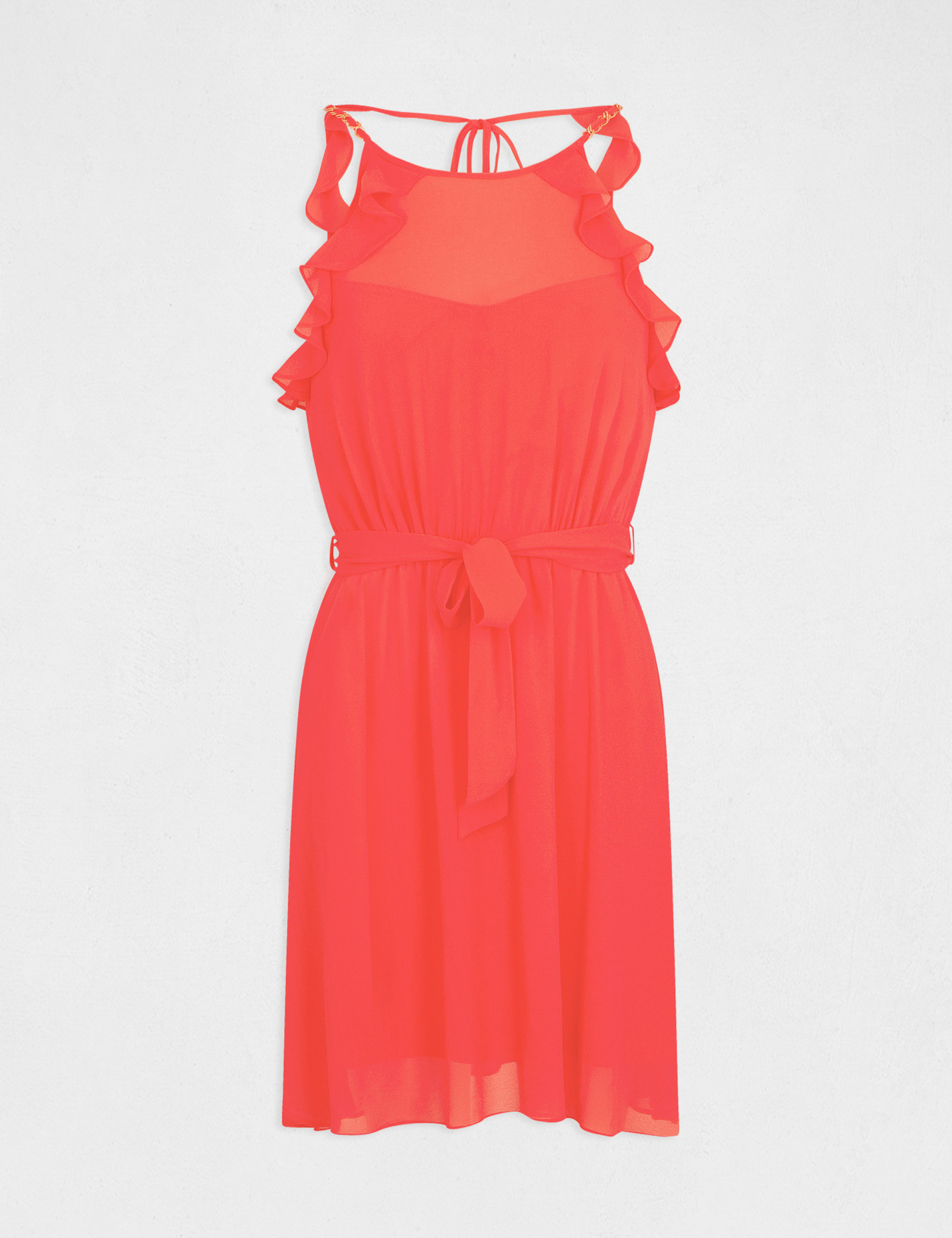 Robe évasée avec détails chaînes rouge femme Robe évasée avec détails chaînes rouge femme