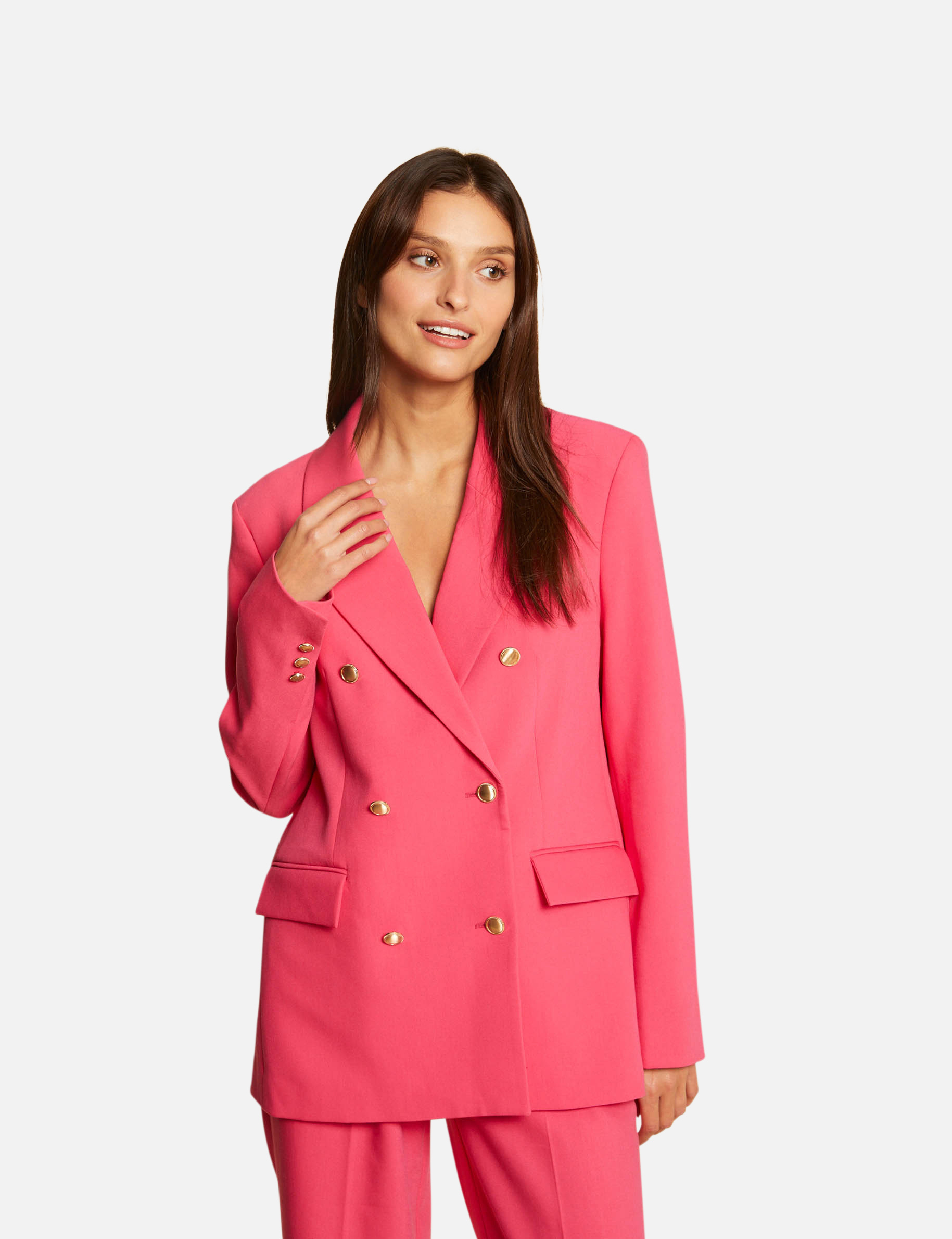 Veste droite boutonnée rose moyen femme Veste droite boutonnée rose moyen femme