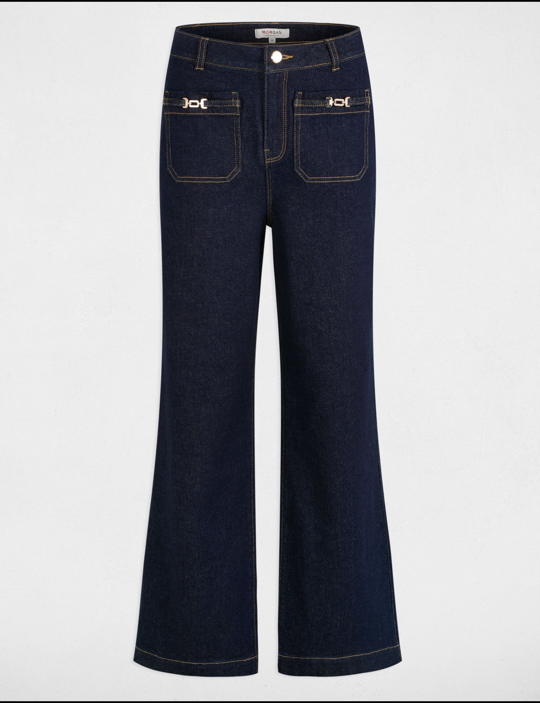 jeans large avec ornements denim brut femme Jeans large avec ornements denim brut femme