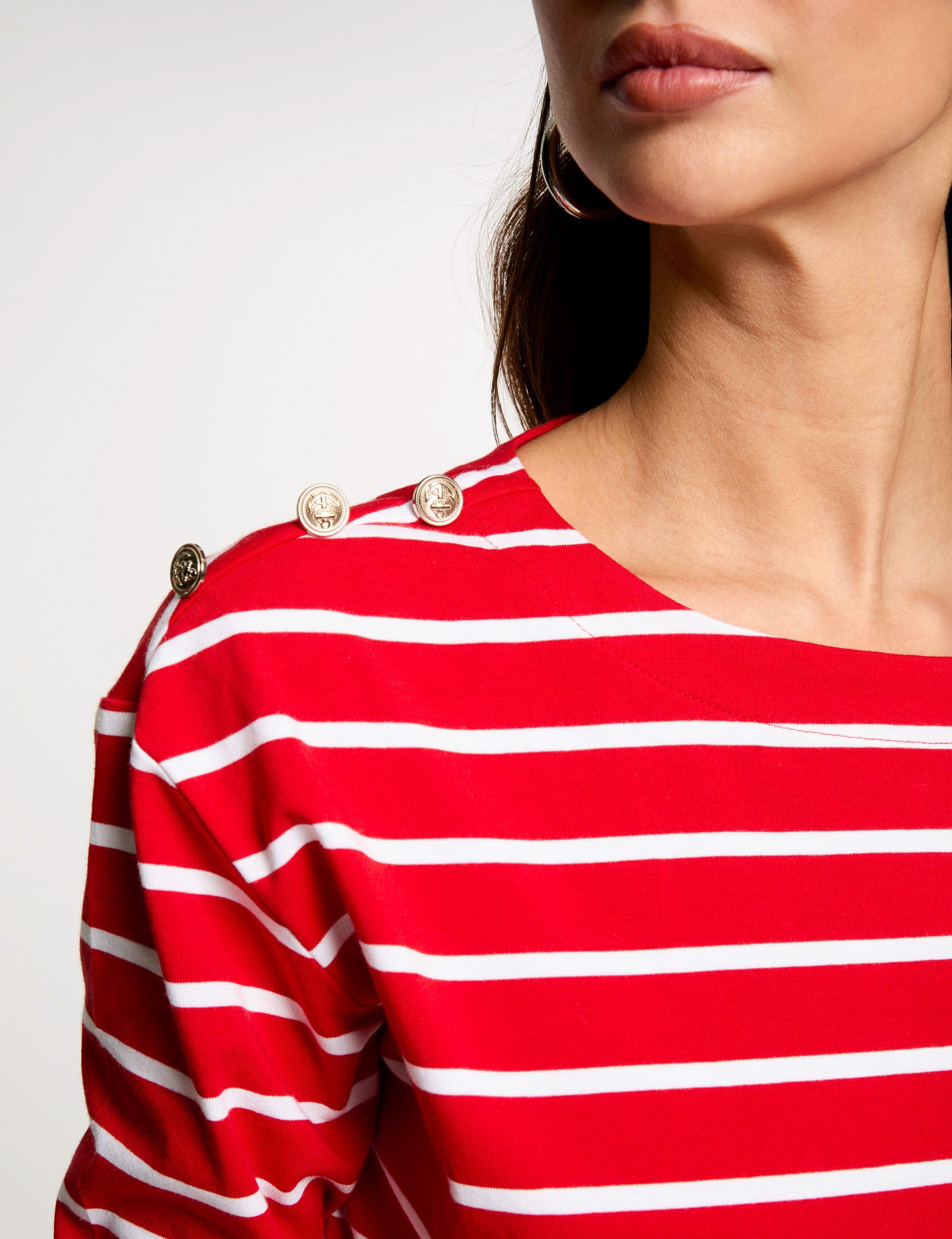 t shirt manches longues raye blanc femme T-shirt manches longues rayé blanc femme