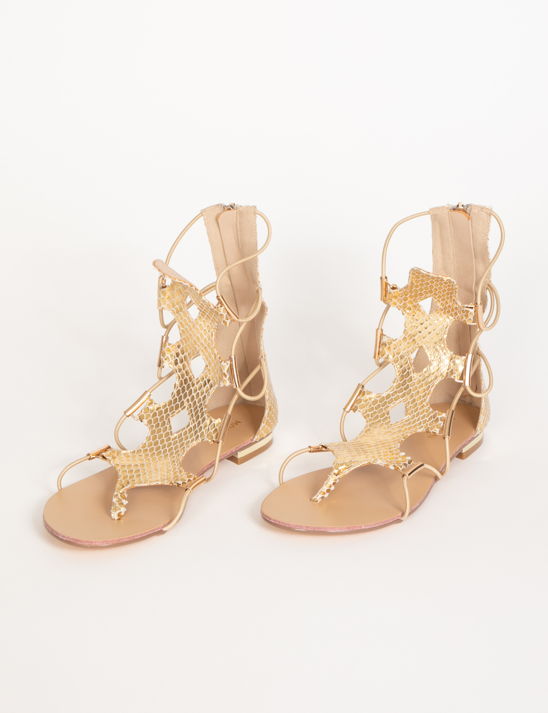 Sandales spartiates aspect python dore femme Sandales spartiates aspect python dore femme