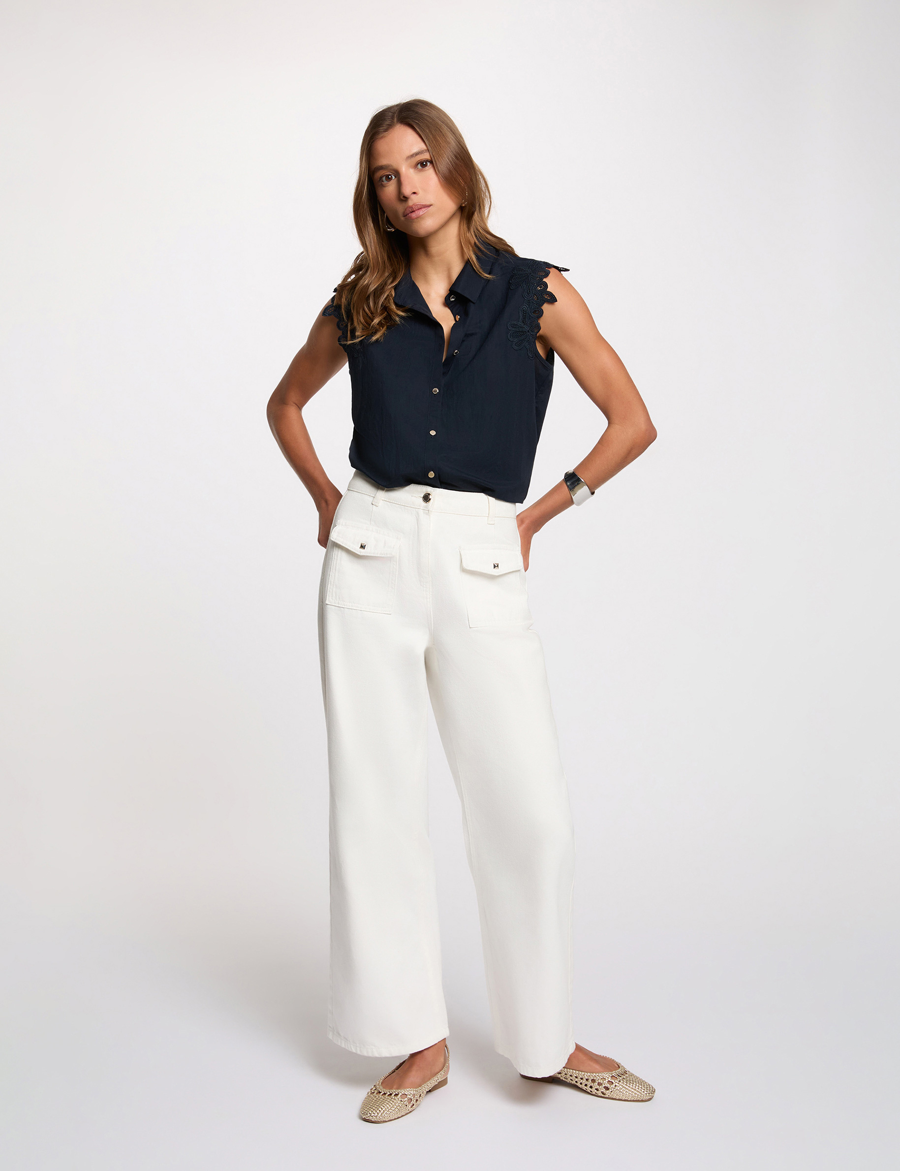 Chemise sans manches bleu marine femme