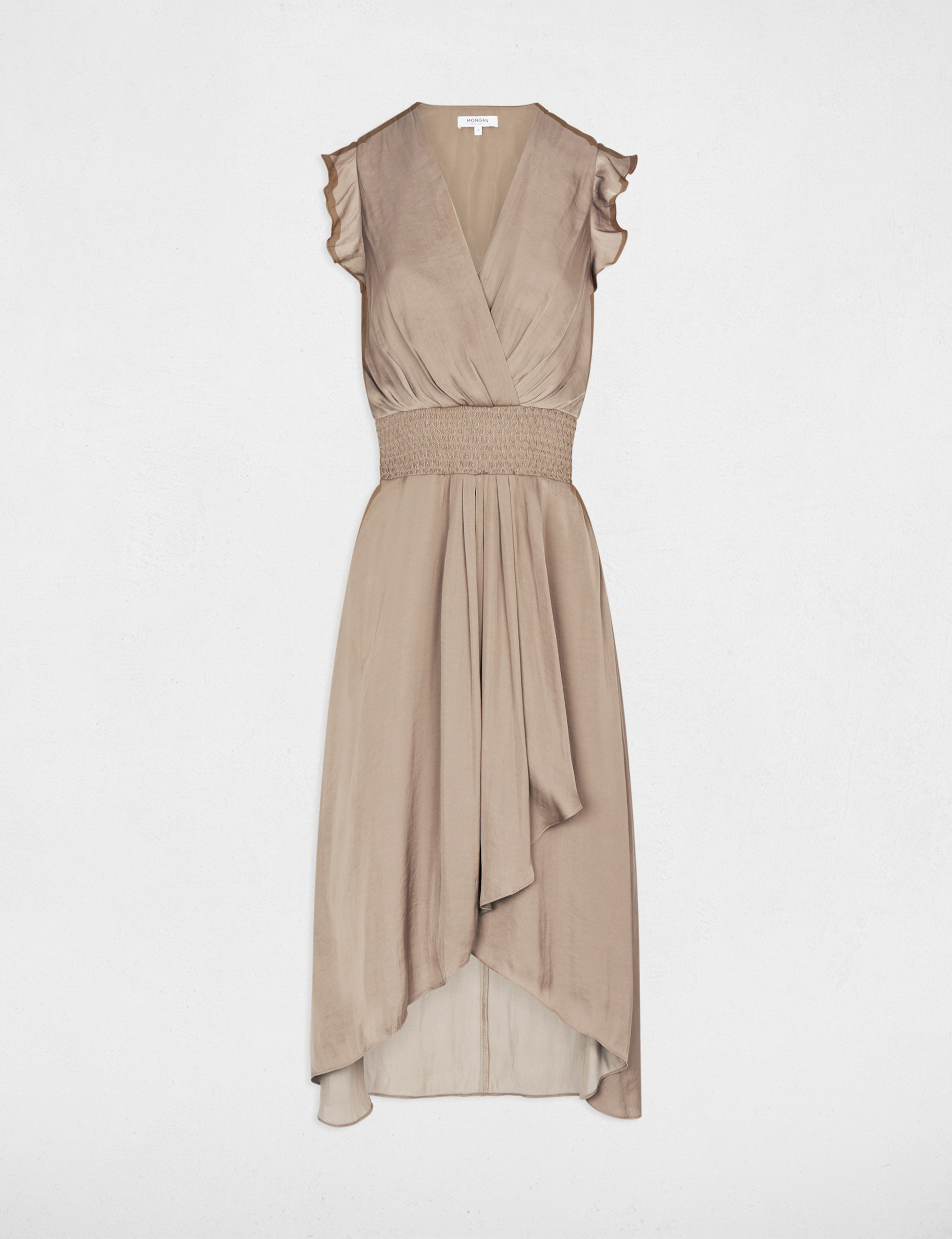 Robe droite fluide sans manches taupe femme