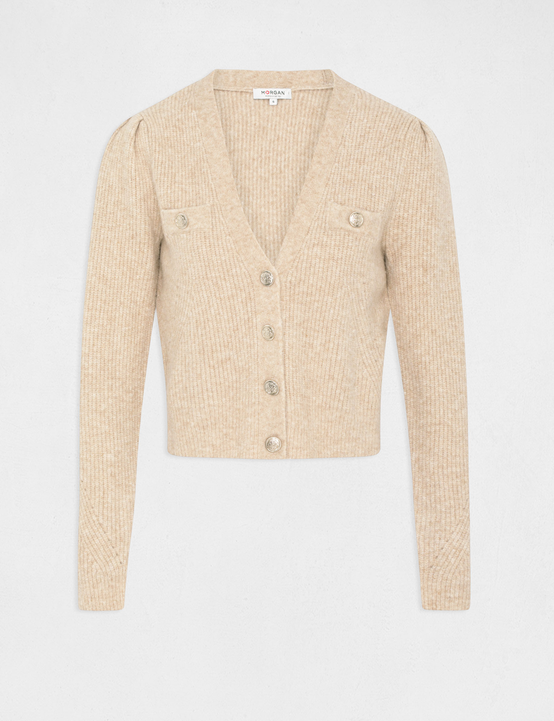 gilet manches longues boutonne beige femme Gilet manches longues boutonné beige femme