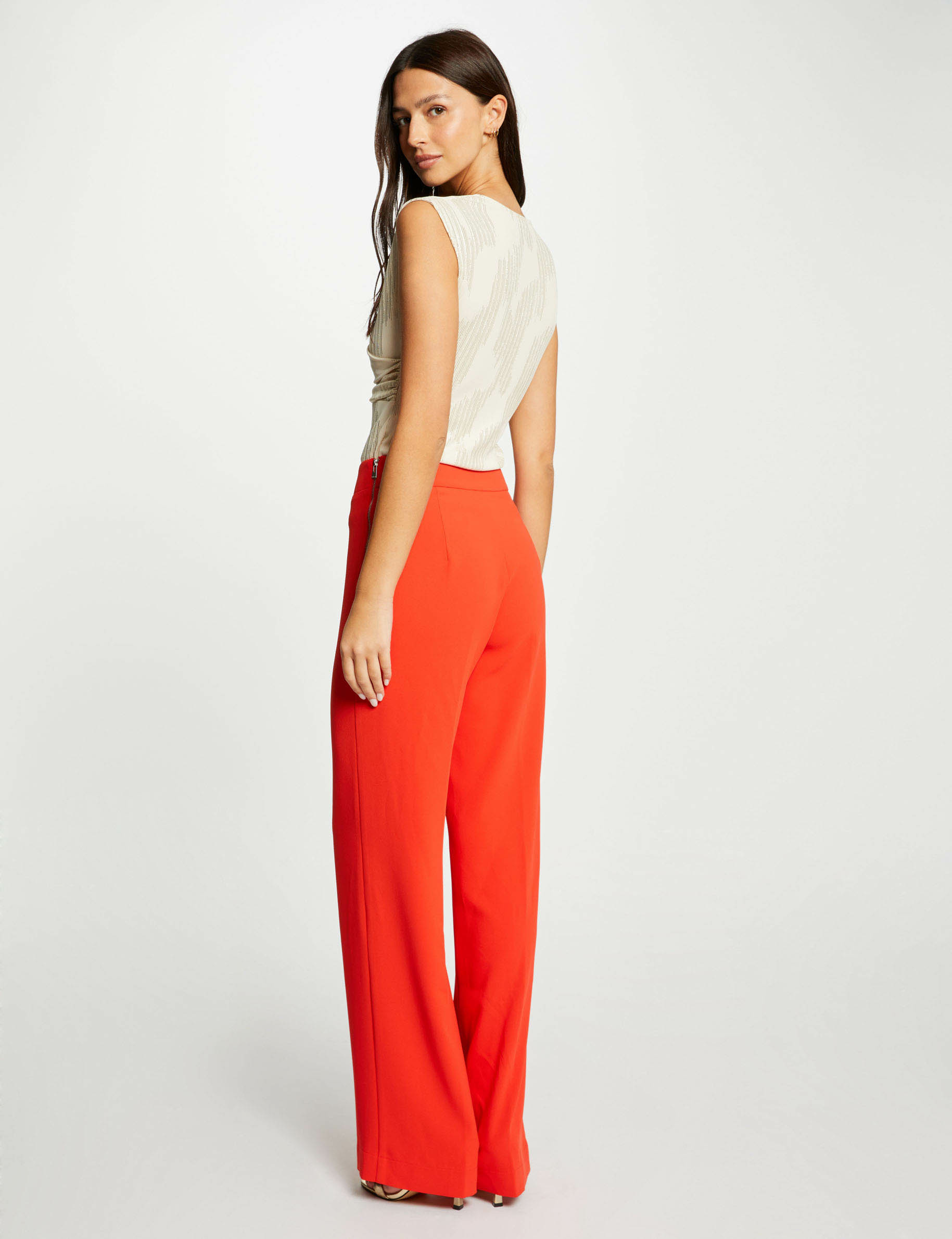 Pantalon Femme IXOO Orange Foncé Taille 44 - Neuf Avec étiquettes, Coupe Slim, Coton, Fermeture éclair
