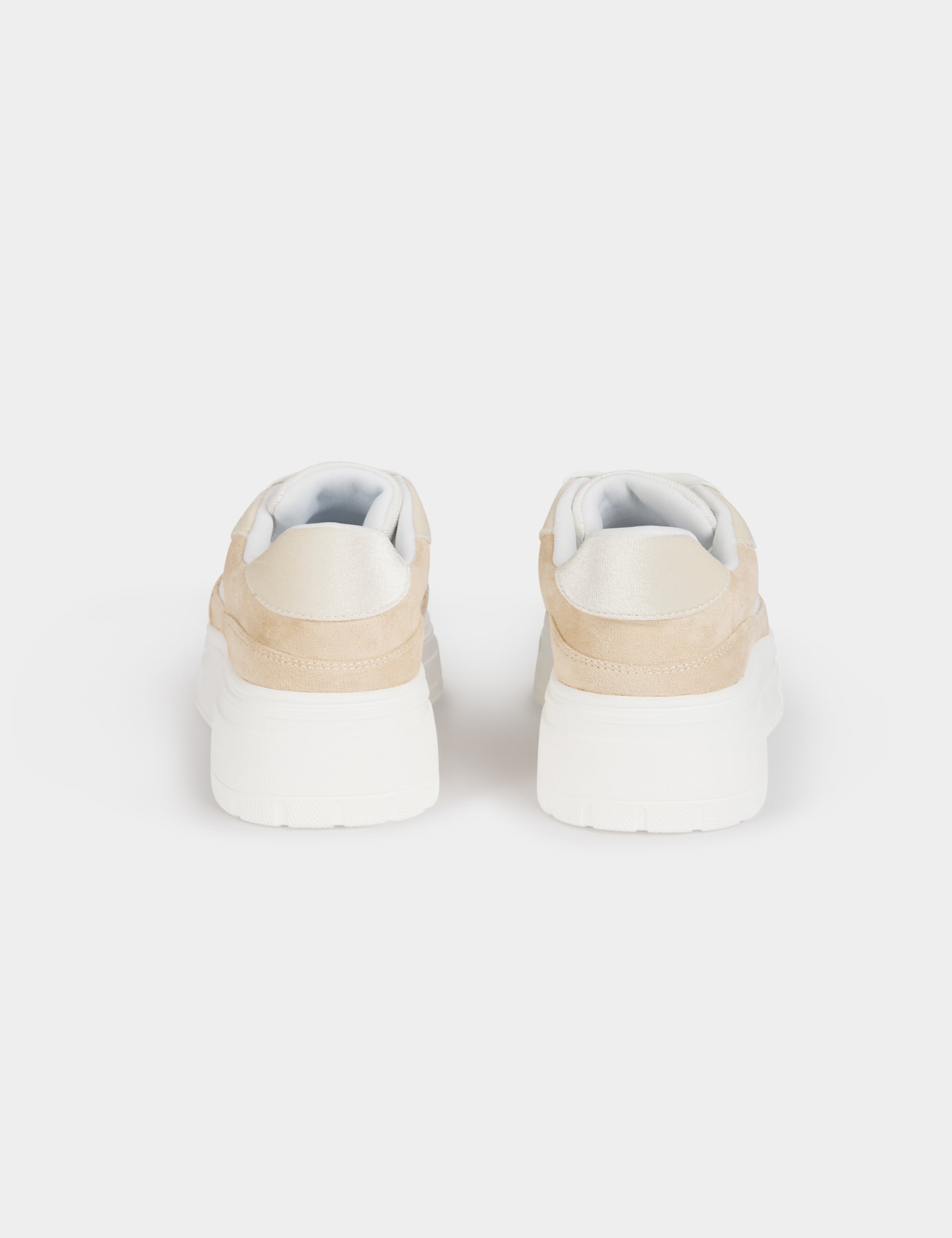 Baskets compens&eacute;es beige femme