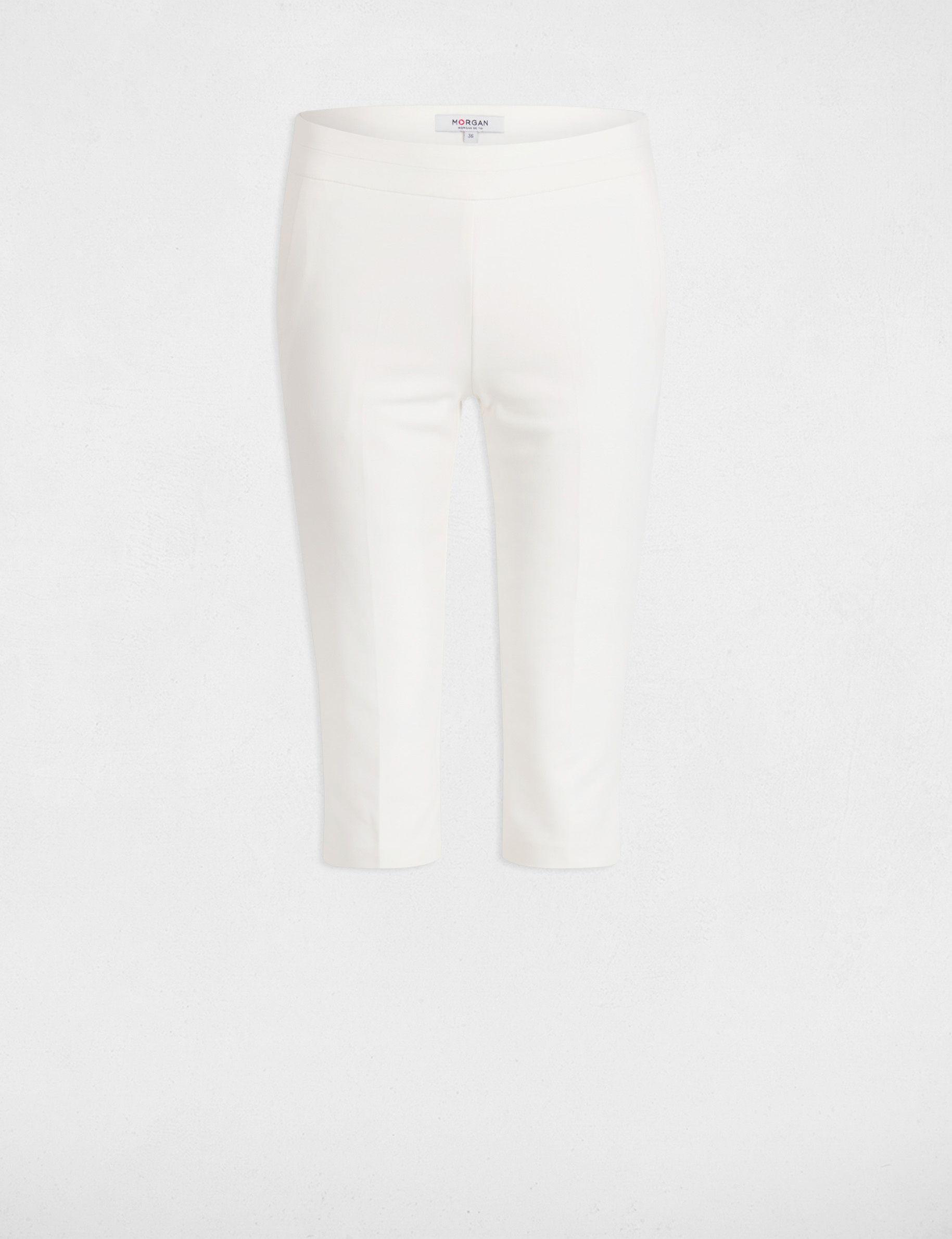 Pantacourt slim blanc femme