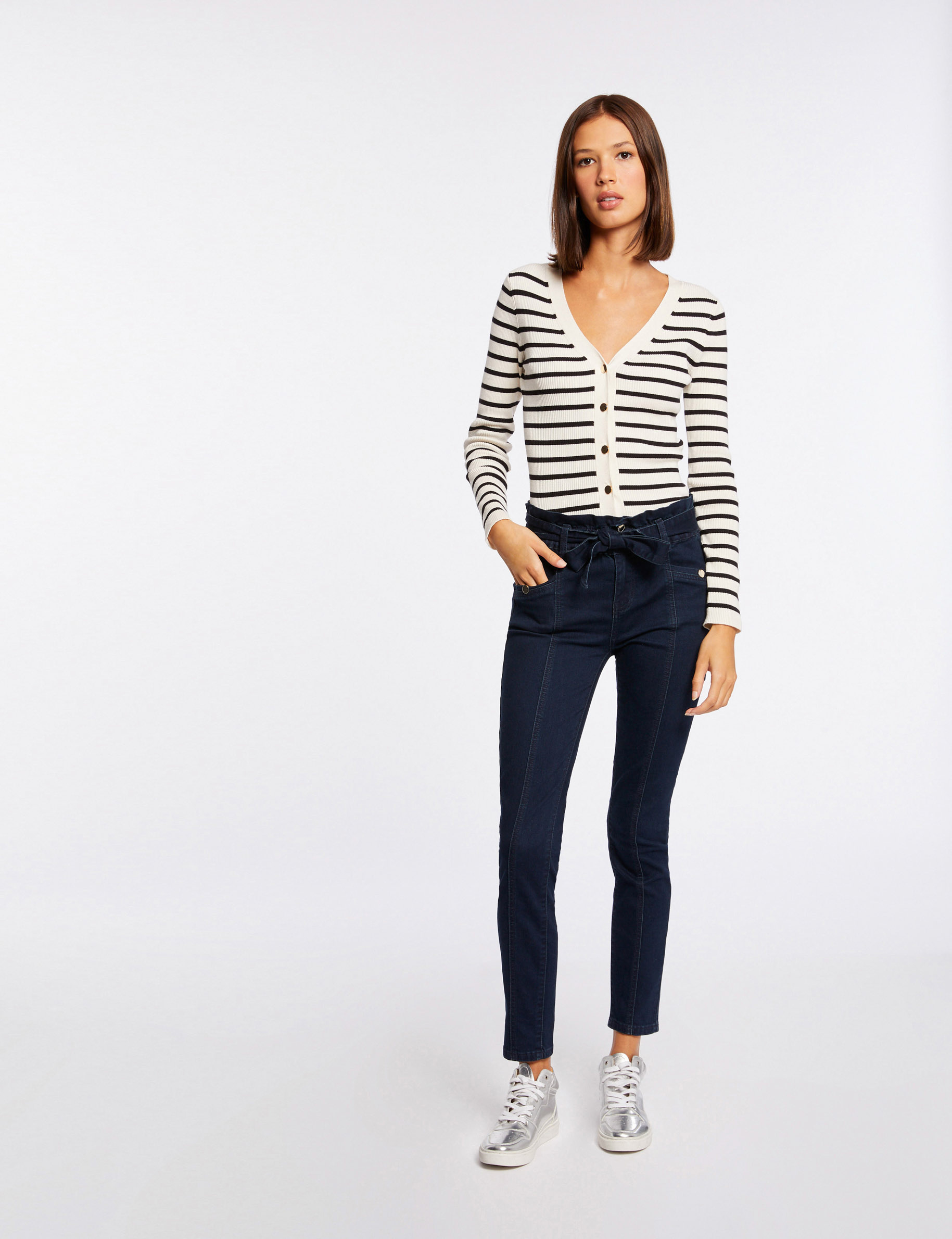 Zizzi Flash By - T-shirt Manches Longues Rayé Femme Grande Taille 42-60, Col Classique, 100% Viscose Lenzing Ecovero Douce & Éco-Responsable