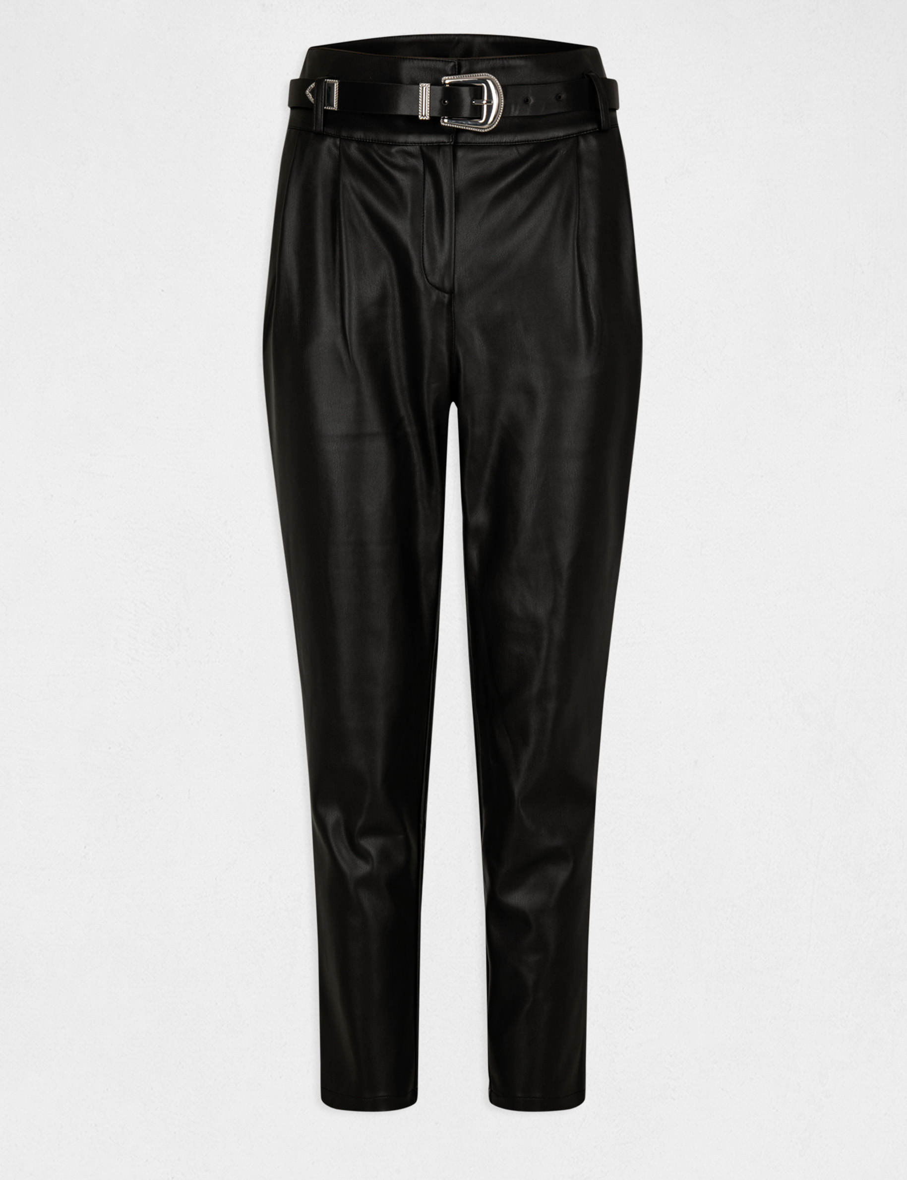 Pantalon carotte 7 8 me simili cuir noir femme Morgan