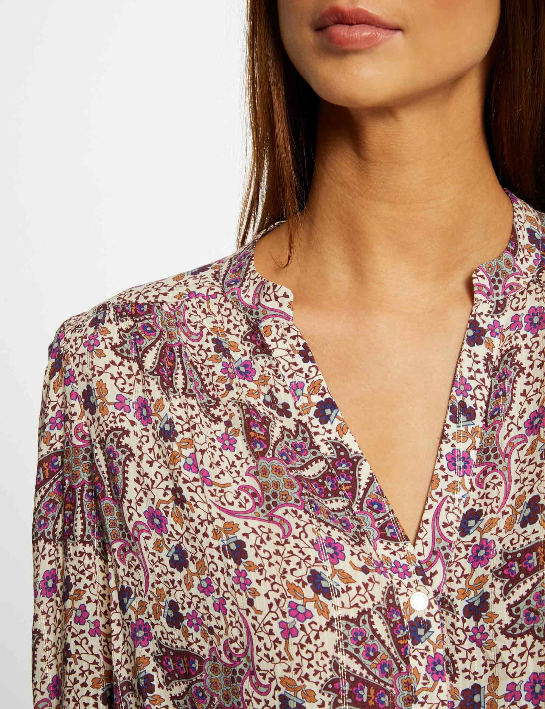 Chemise manches 3/4 imprimé végétal multico femme Chemise manches 3/4 imprimé végétal multico femme