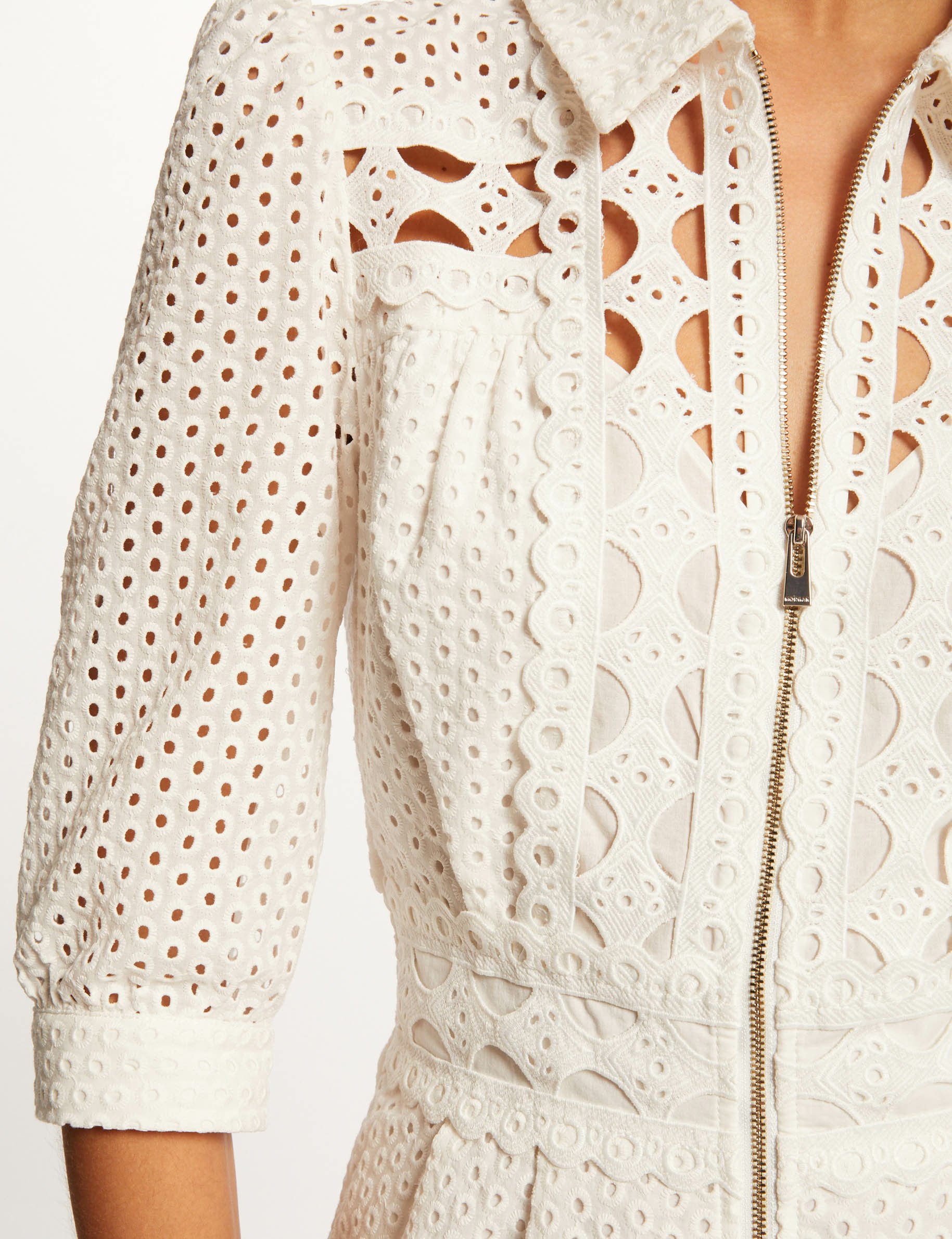 Combinaison droite broderie anglaise ecru femme Combinaison droite broderie anglaise ecru femme