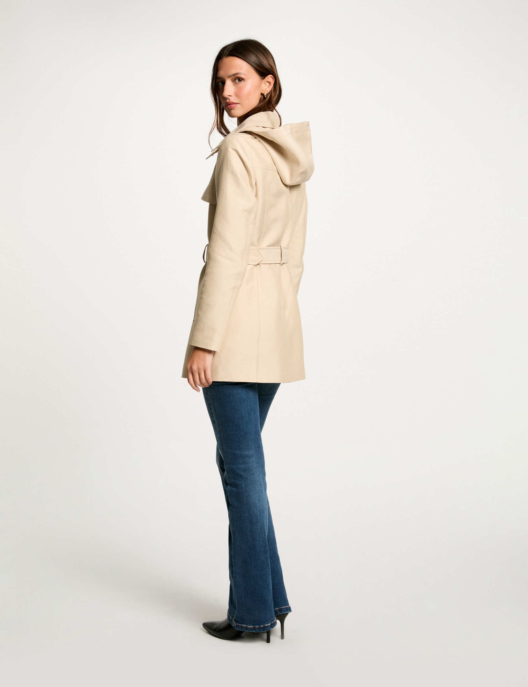 trench mi long ceinture sable femme Trench mi-long ceinturé sable femme