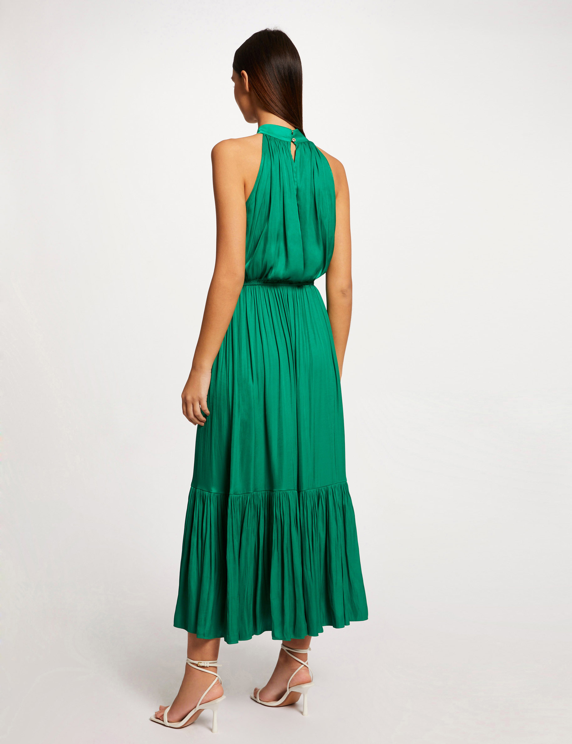 Robe longue évasée fluide vert femme Robe longue évasée fluide vert femme