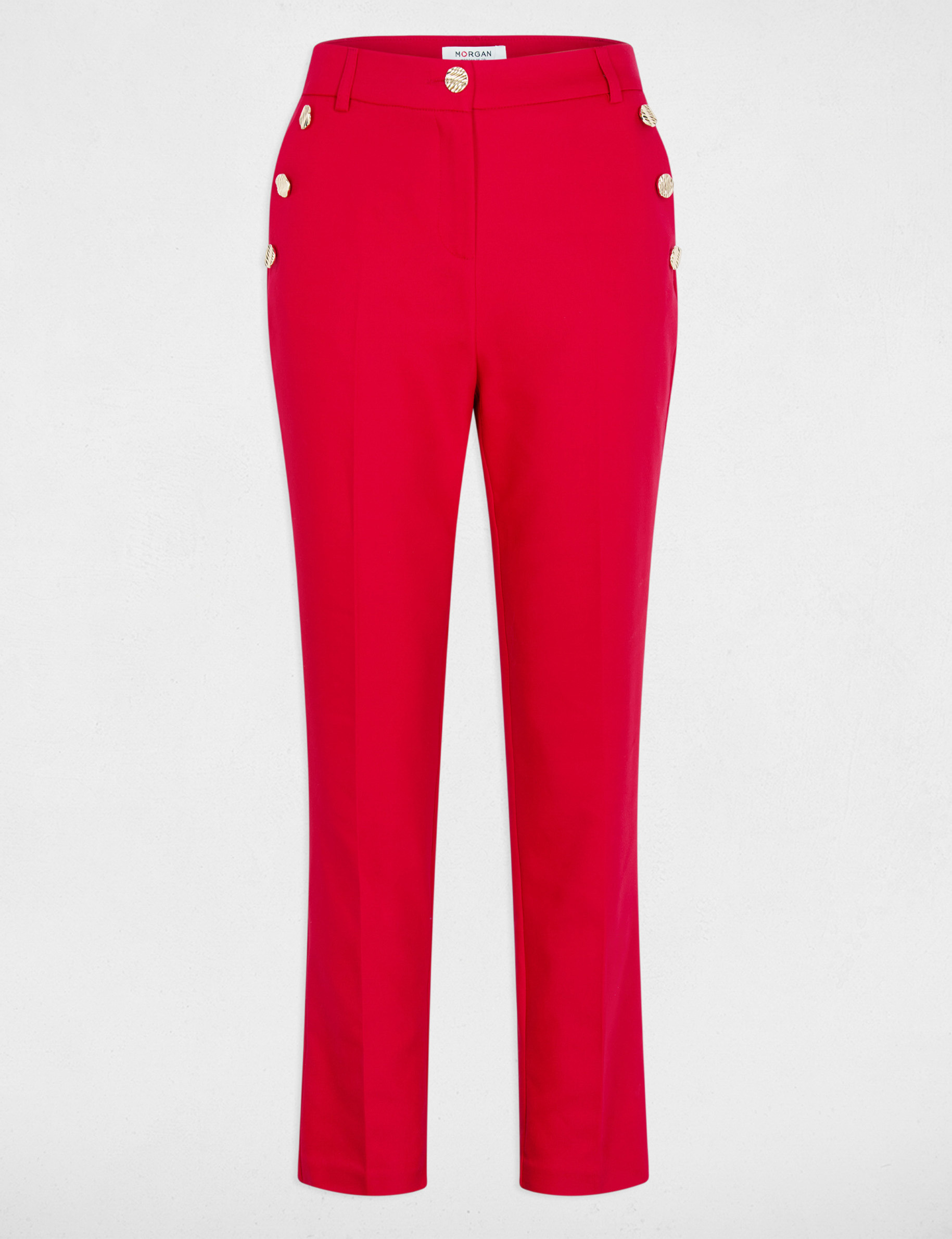 Pantalon cigarette 7/8&egrave;me rouge femme