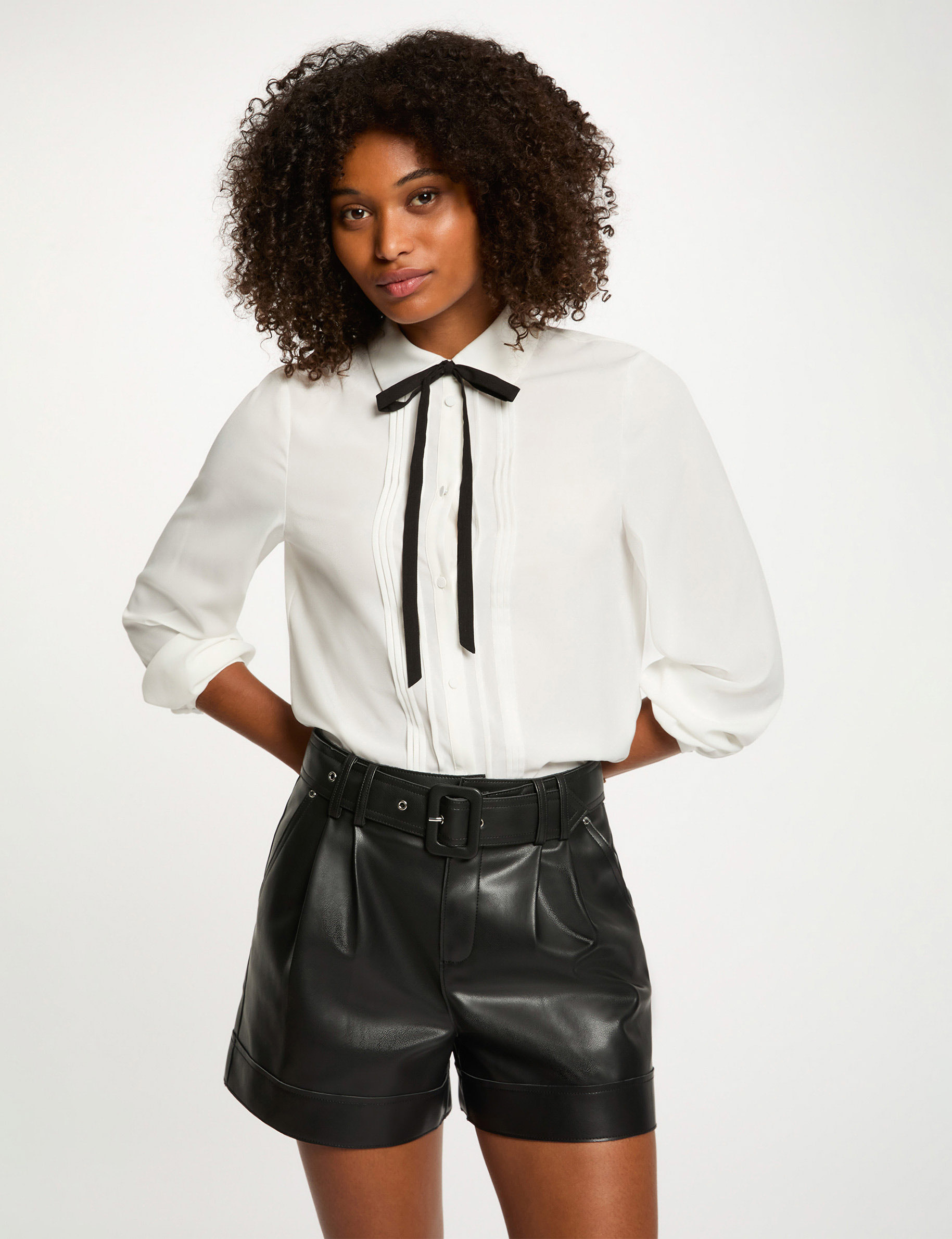 Short taille haute femme - Urban Classics - noir - style paperbag à