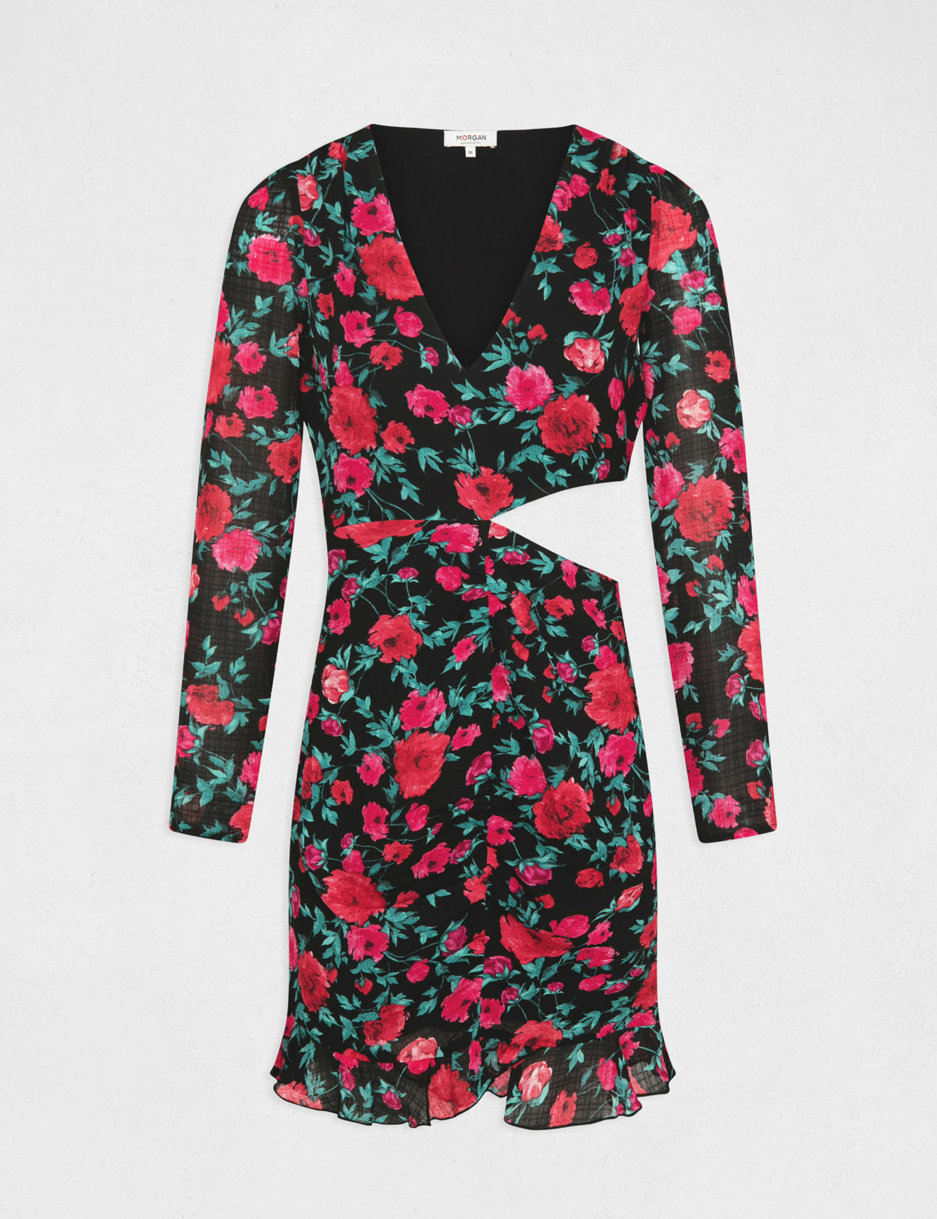 Robe ajustée à ouverture imprimé floral multico femme