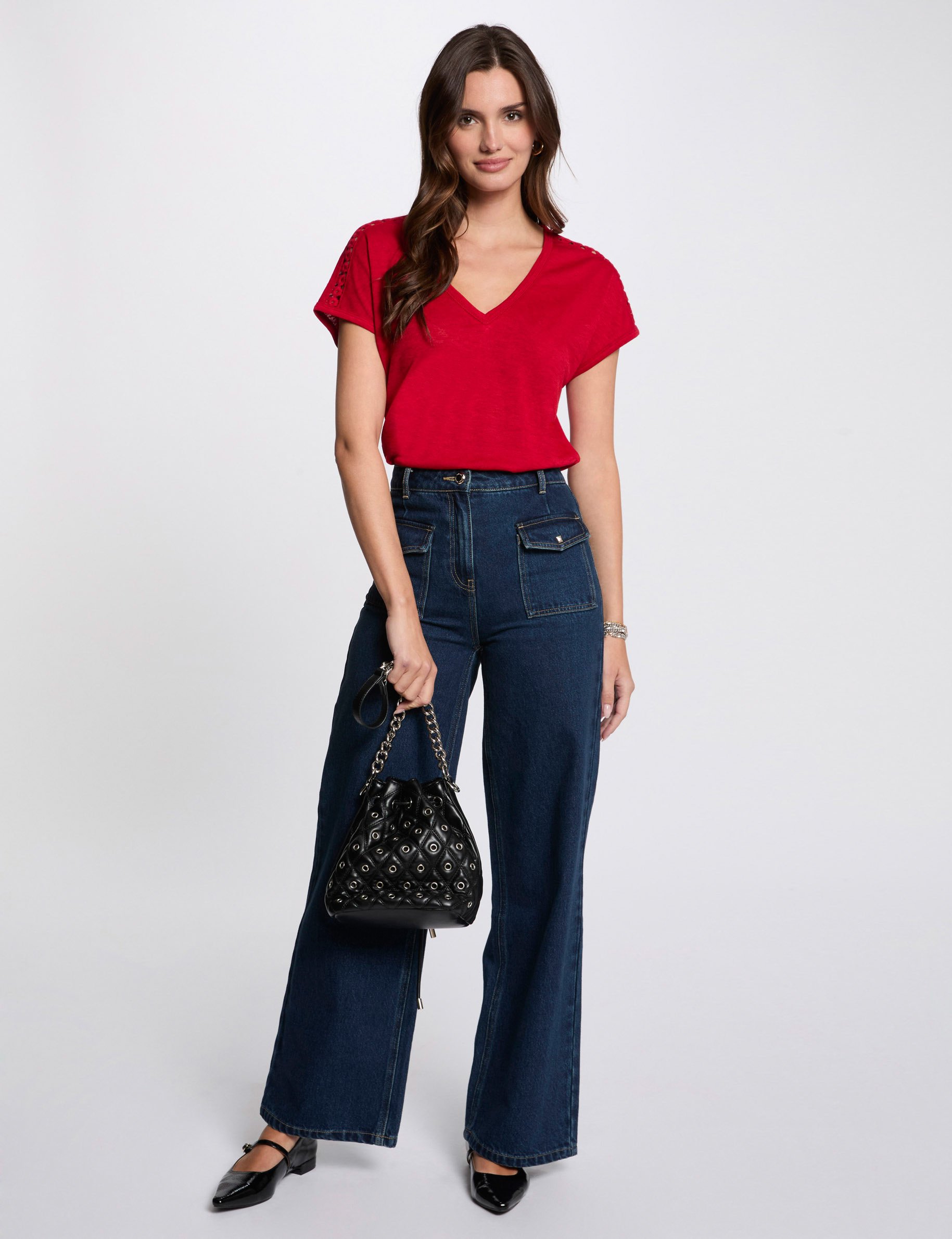 t shirt manches courtes rouge femme T-shirt manches courtes rouge femme