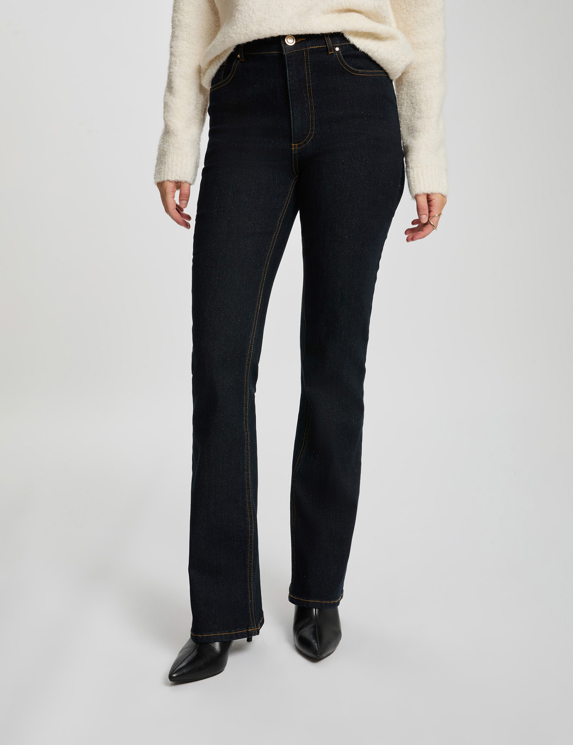 Jean bootcut taille haute denim brut femme