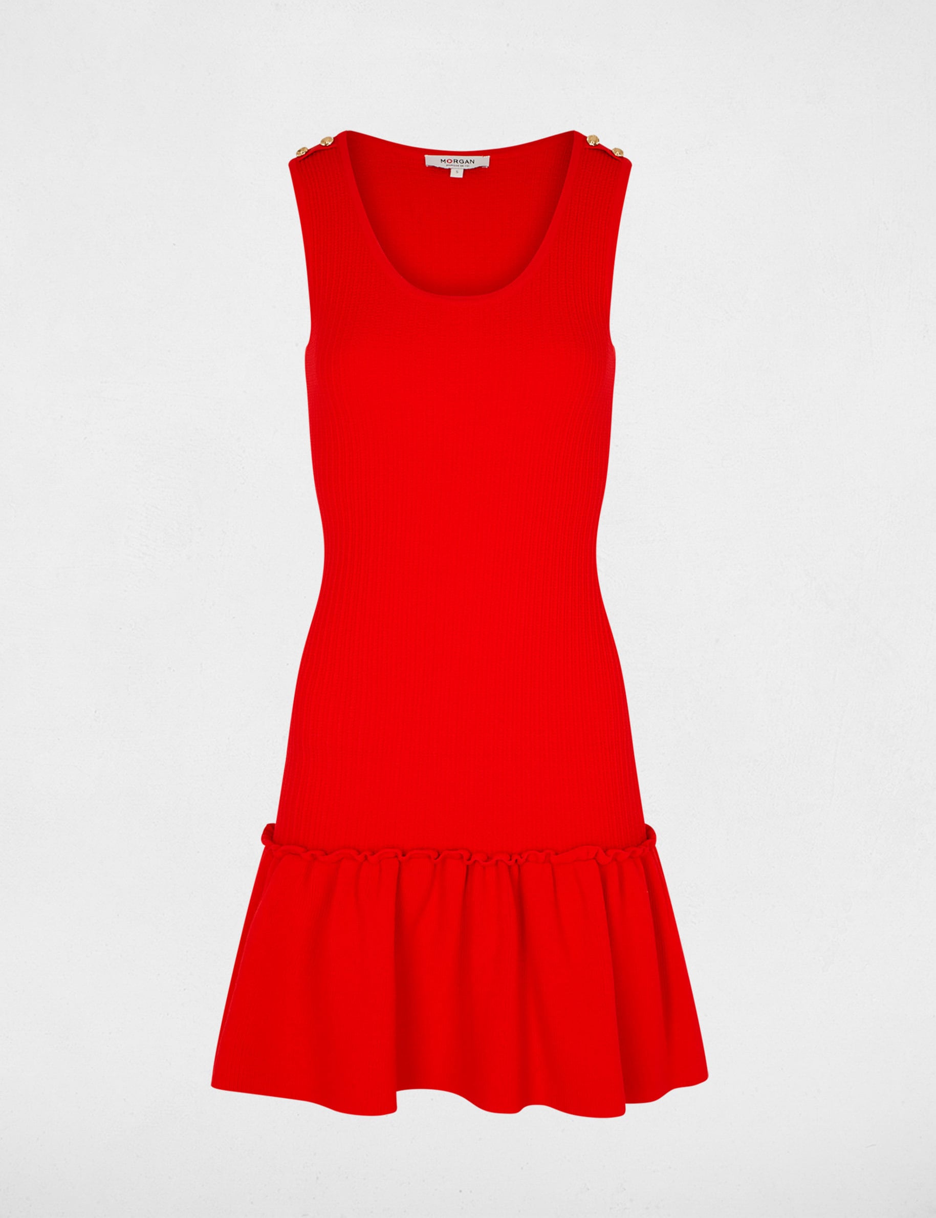 Robe tricot cintr&eacute;e rouge vif femme