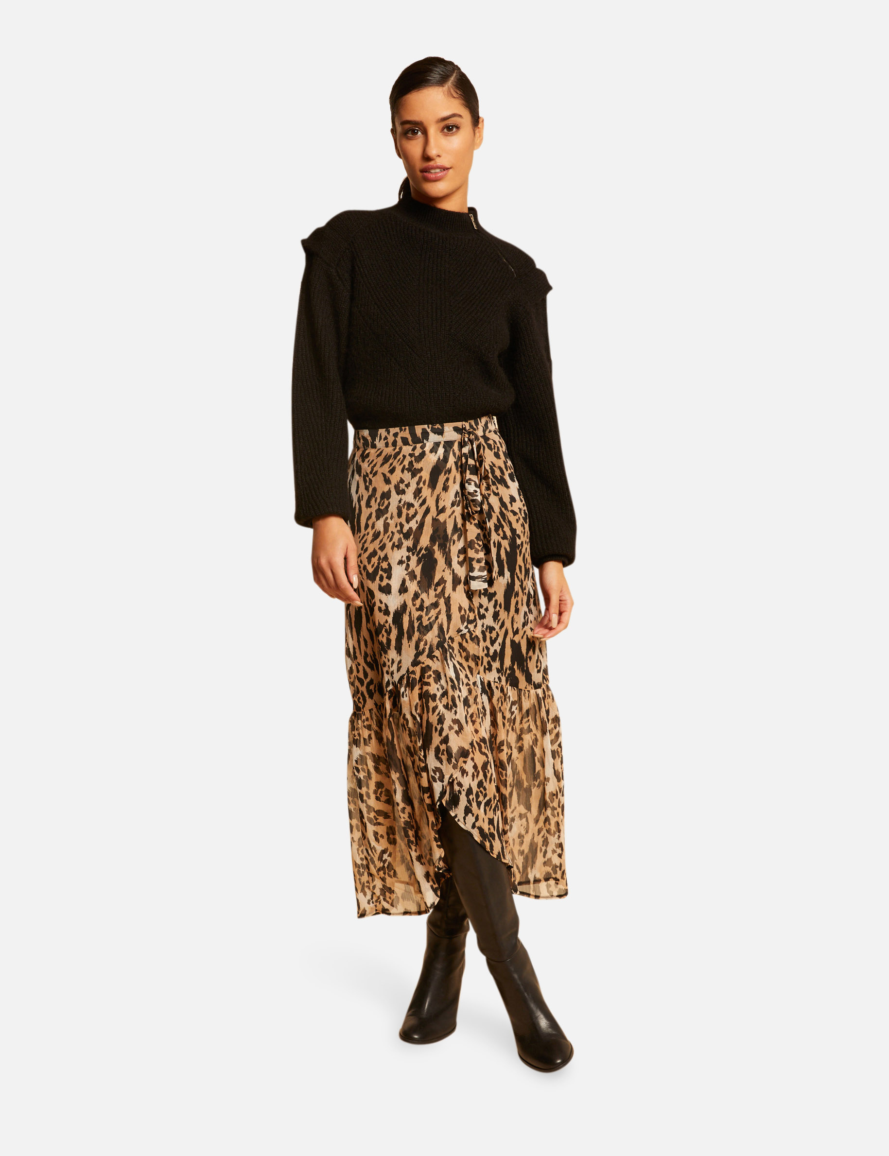 Jupe longue portefeuille imprimée multico femme Jupe longue portefeuille imprimée multico femme