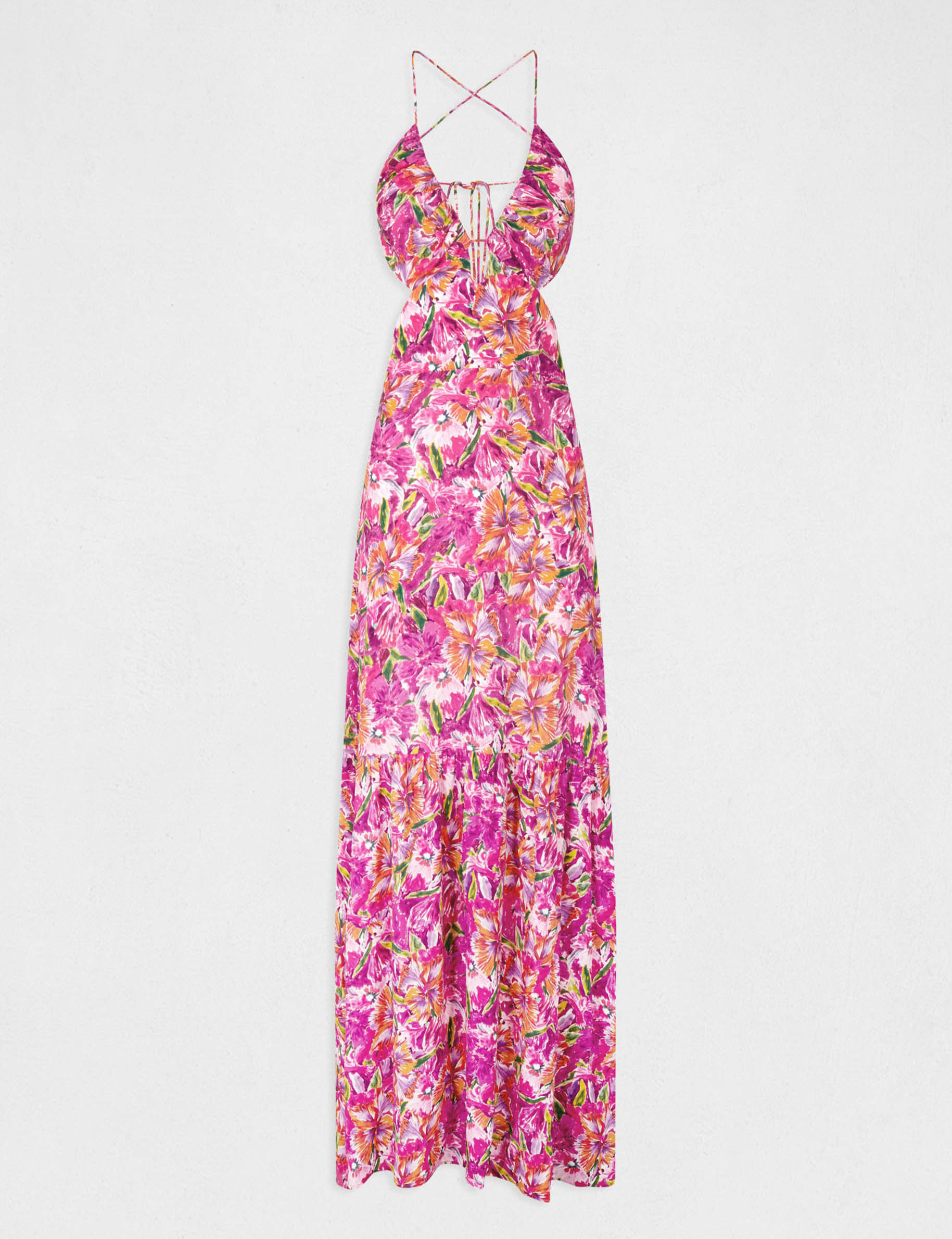 Robe longue droite imprimé floral multico femme Robe longue droite imprimé floral multico femme