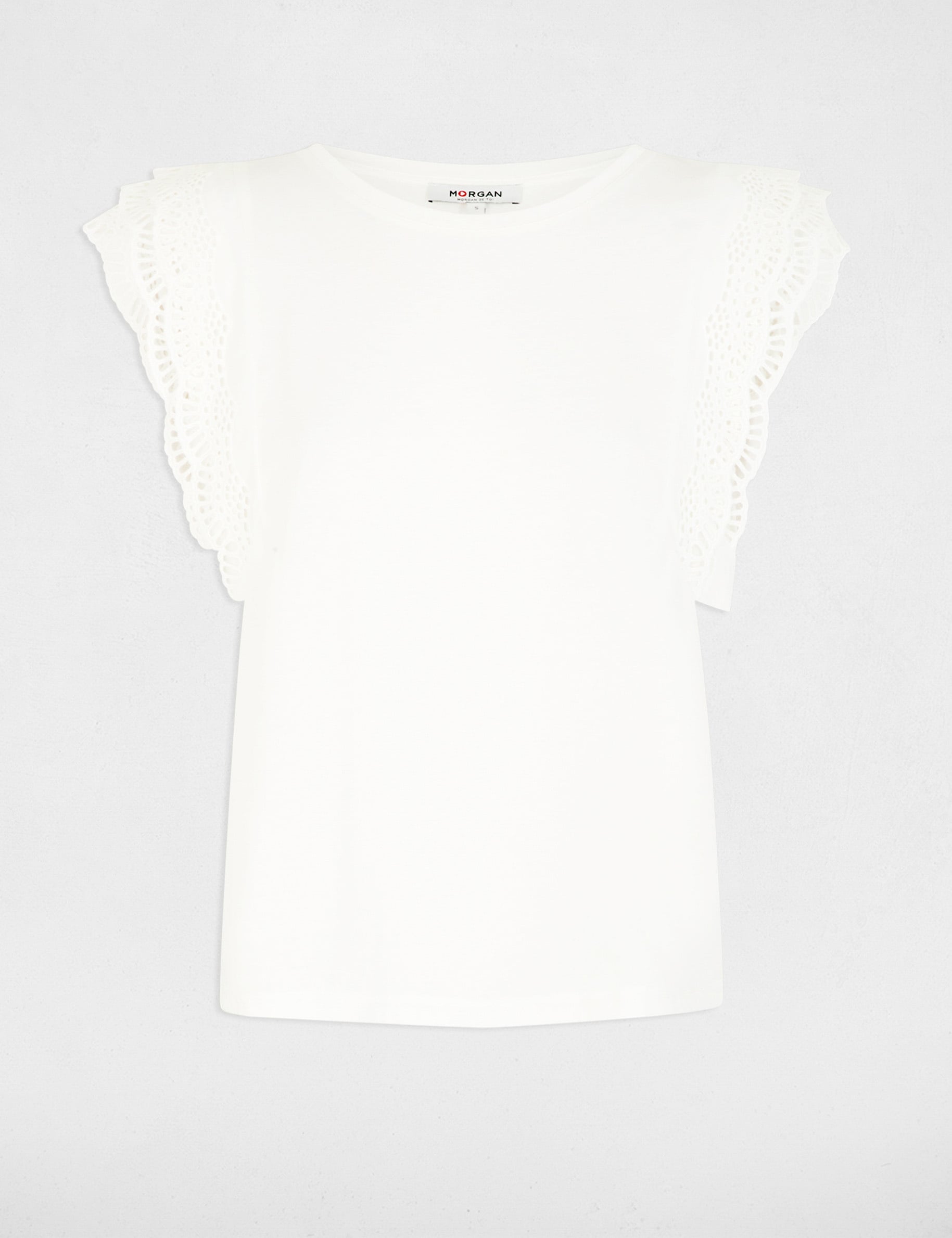 T-shirt manches dentelle blanc femme