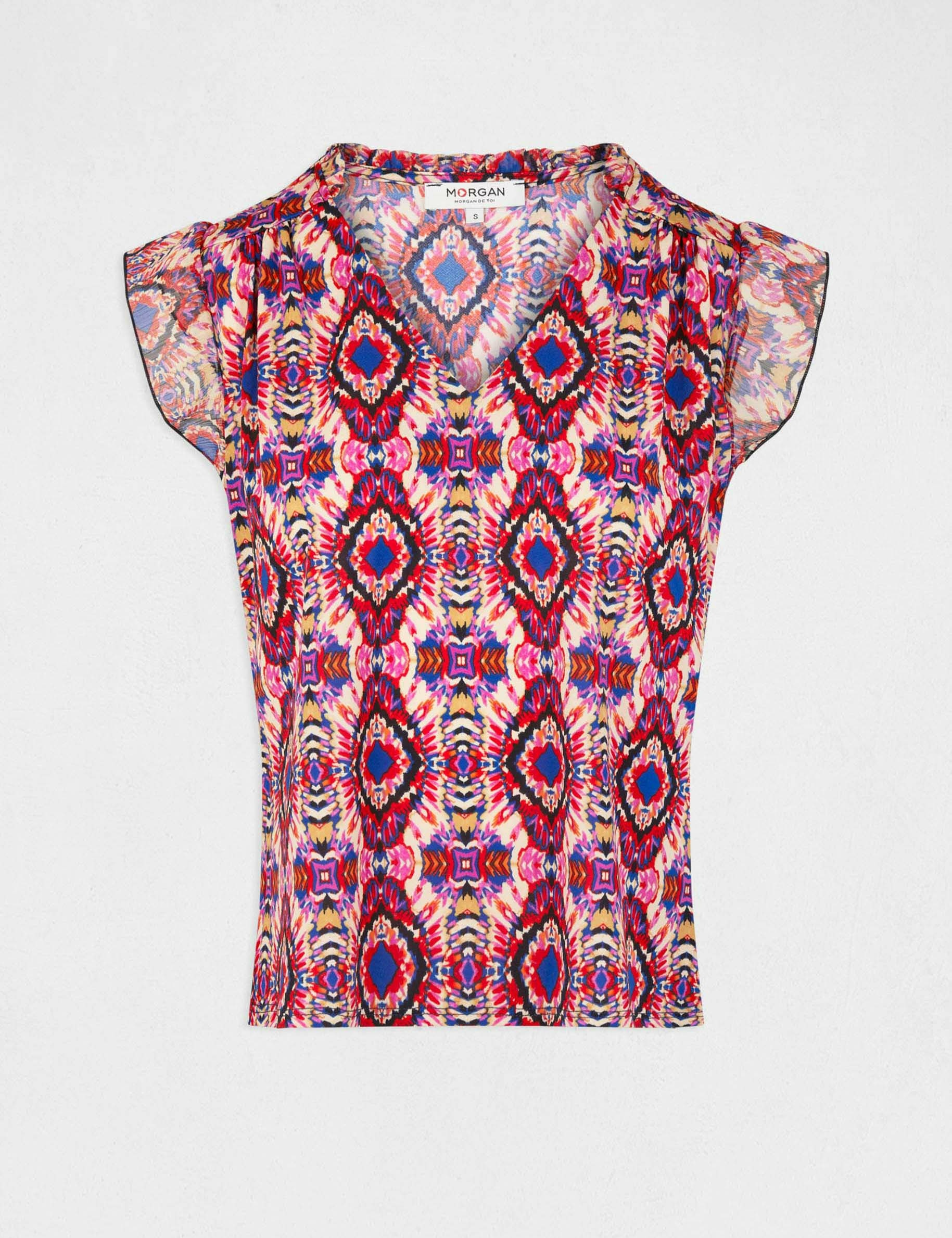 T-shirt manches courtes imprimé multico femme T-shirt manches courtes imprimé multico femme