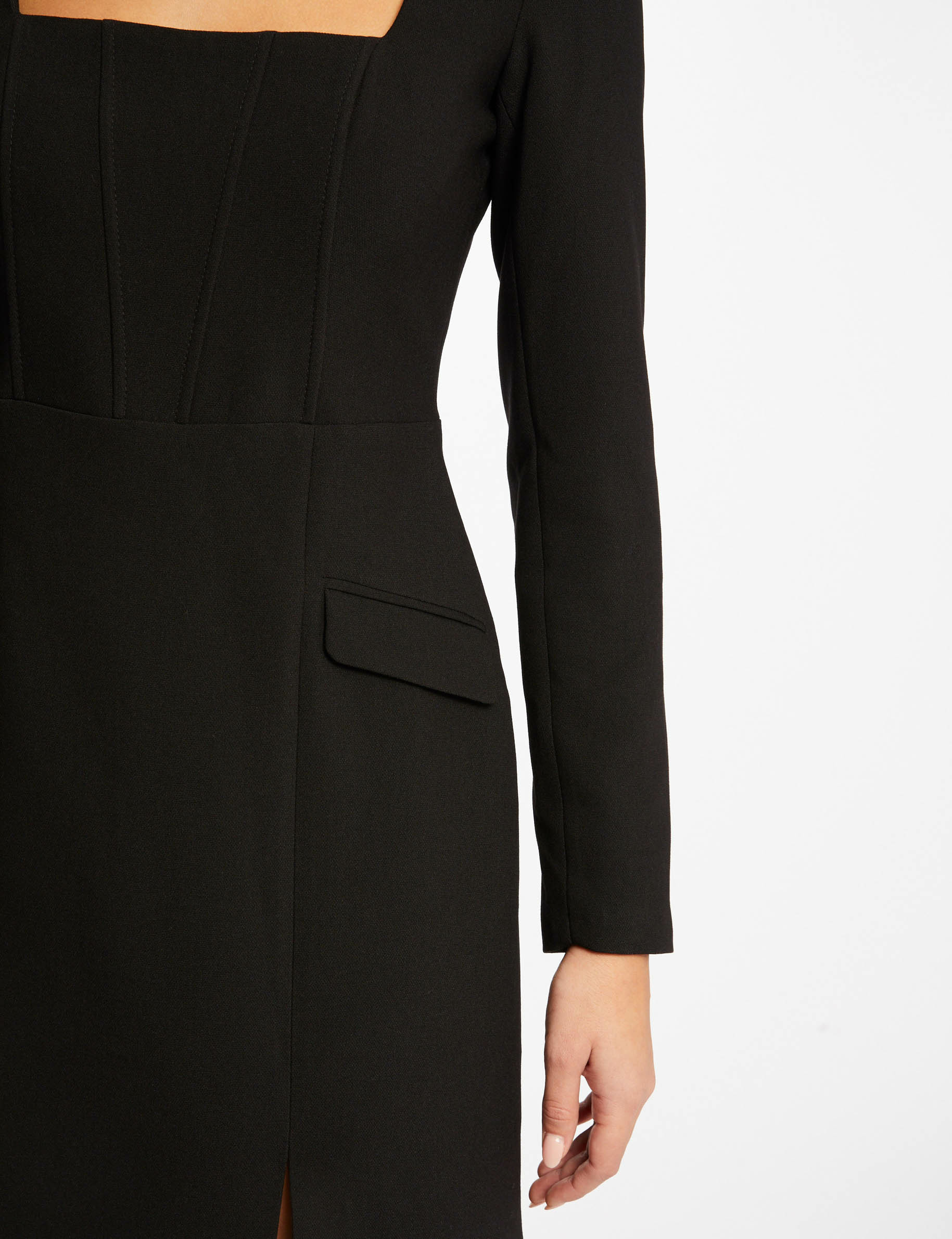Robe droite manches longues noir femme Robe droite manches longues noir femme