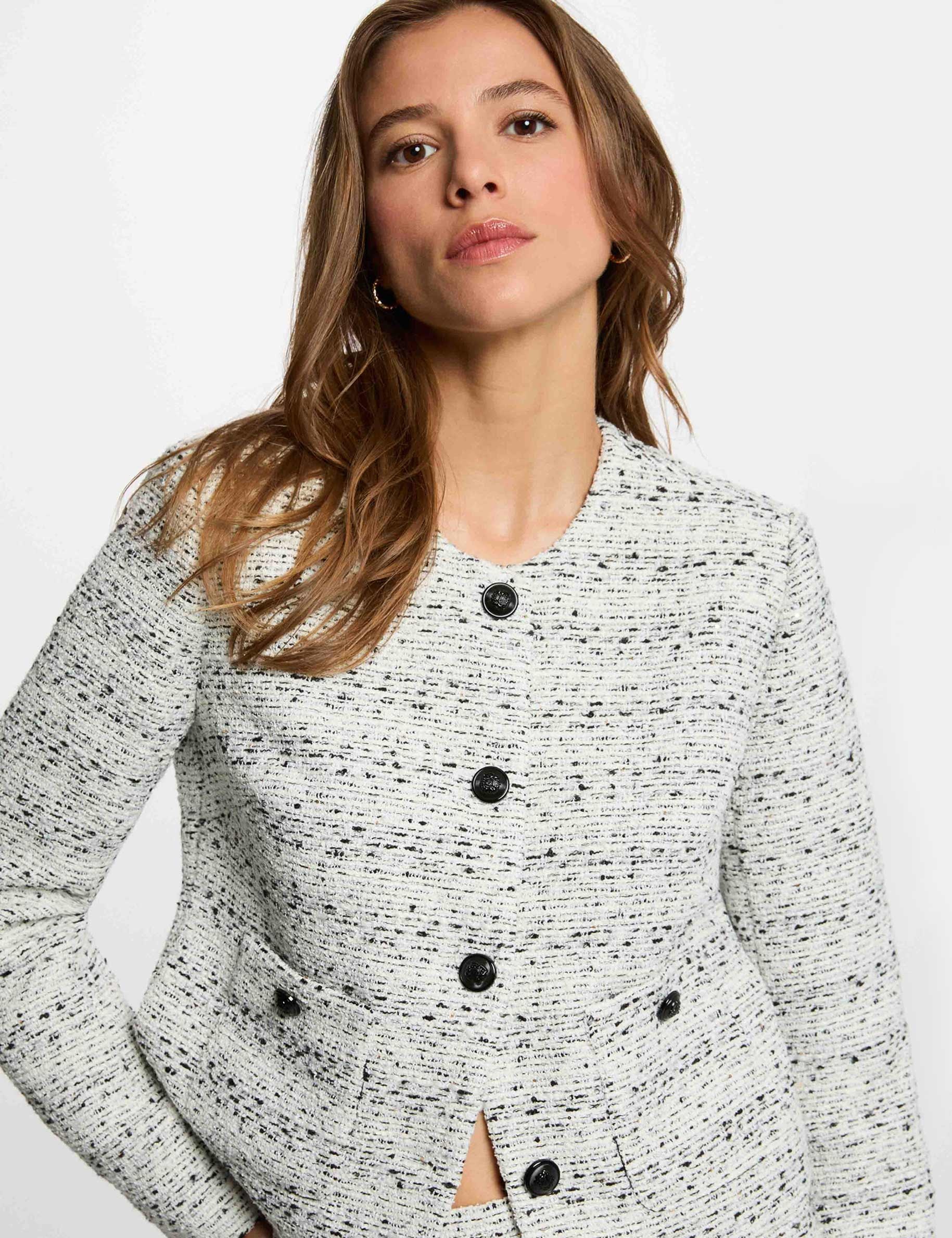 Veste droite col rond ivoire femme