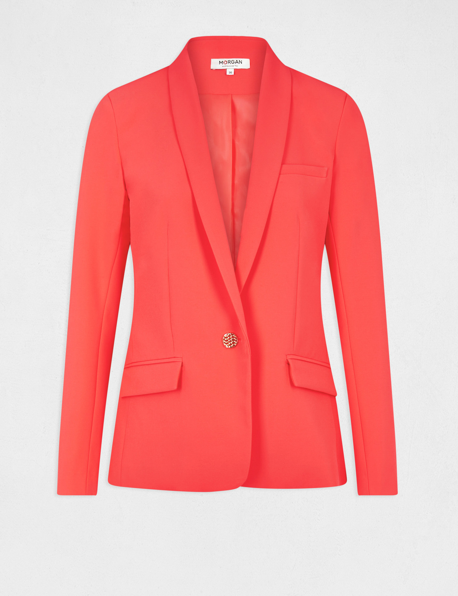 Veste cintrée boutonnée orange femme Veste cintrée boutonnée orange femme