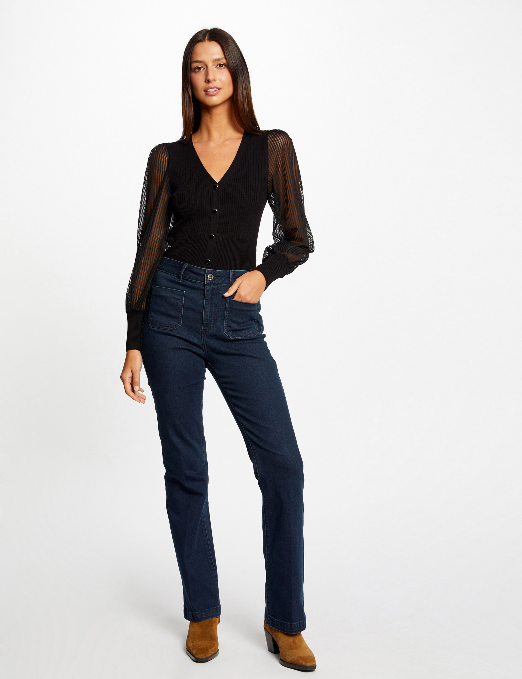pull manches longues en dentelle noir femme Pull manches longues en dentelle noir femme