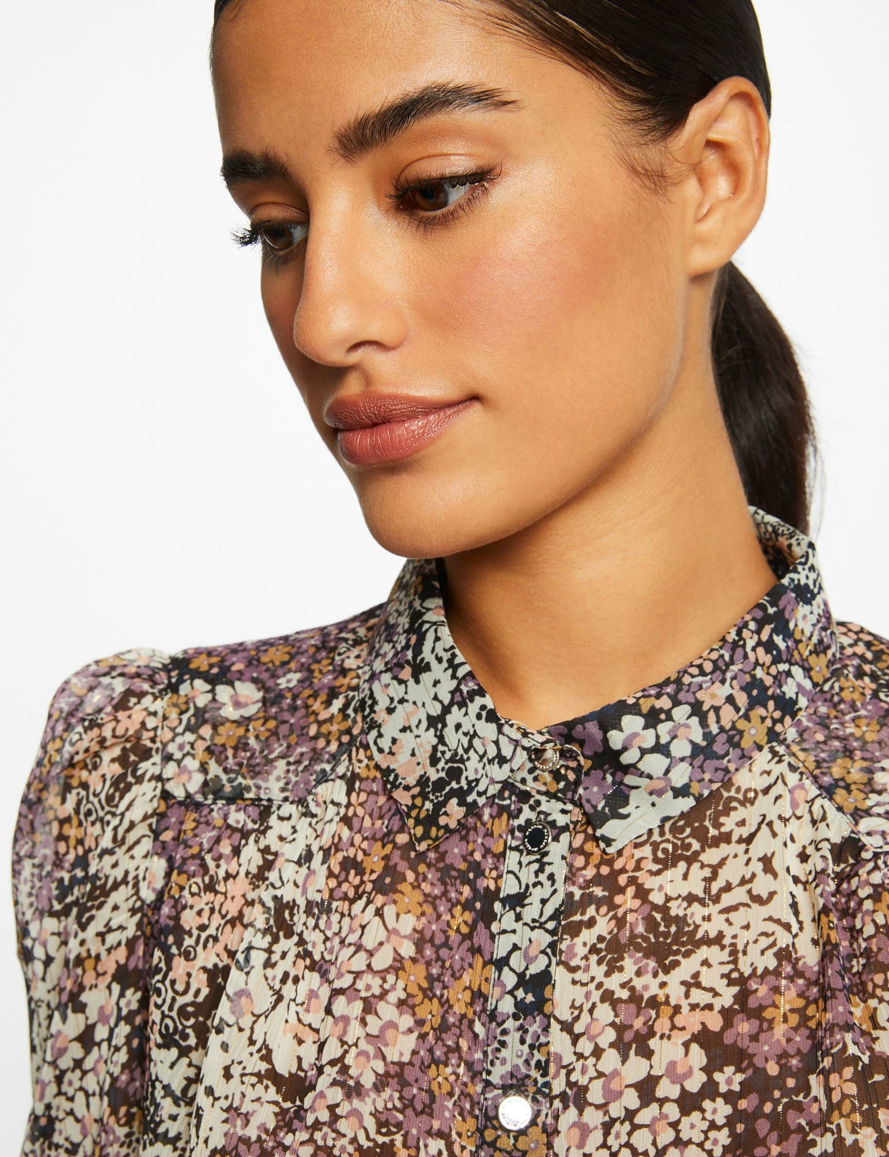 Chemise manches longues imprimé floral multico femme Chemise manches longues imprimé floral multico femme