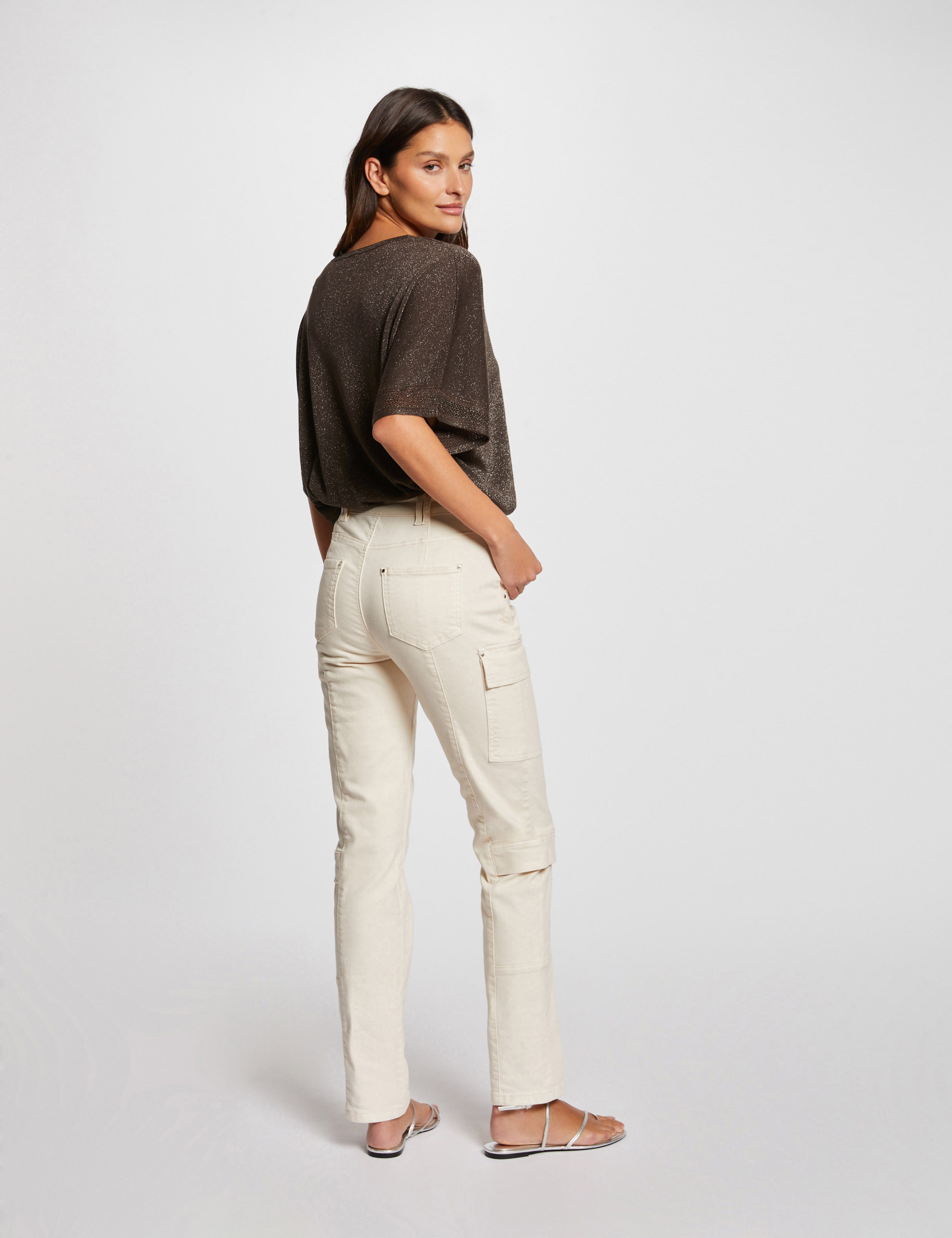 pull col en v manches courtes vert kaki femme Pull col en V manches courtes vert kaki femme