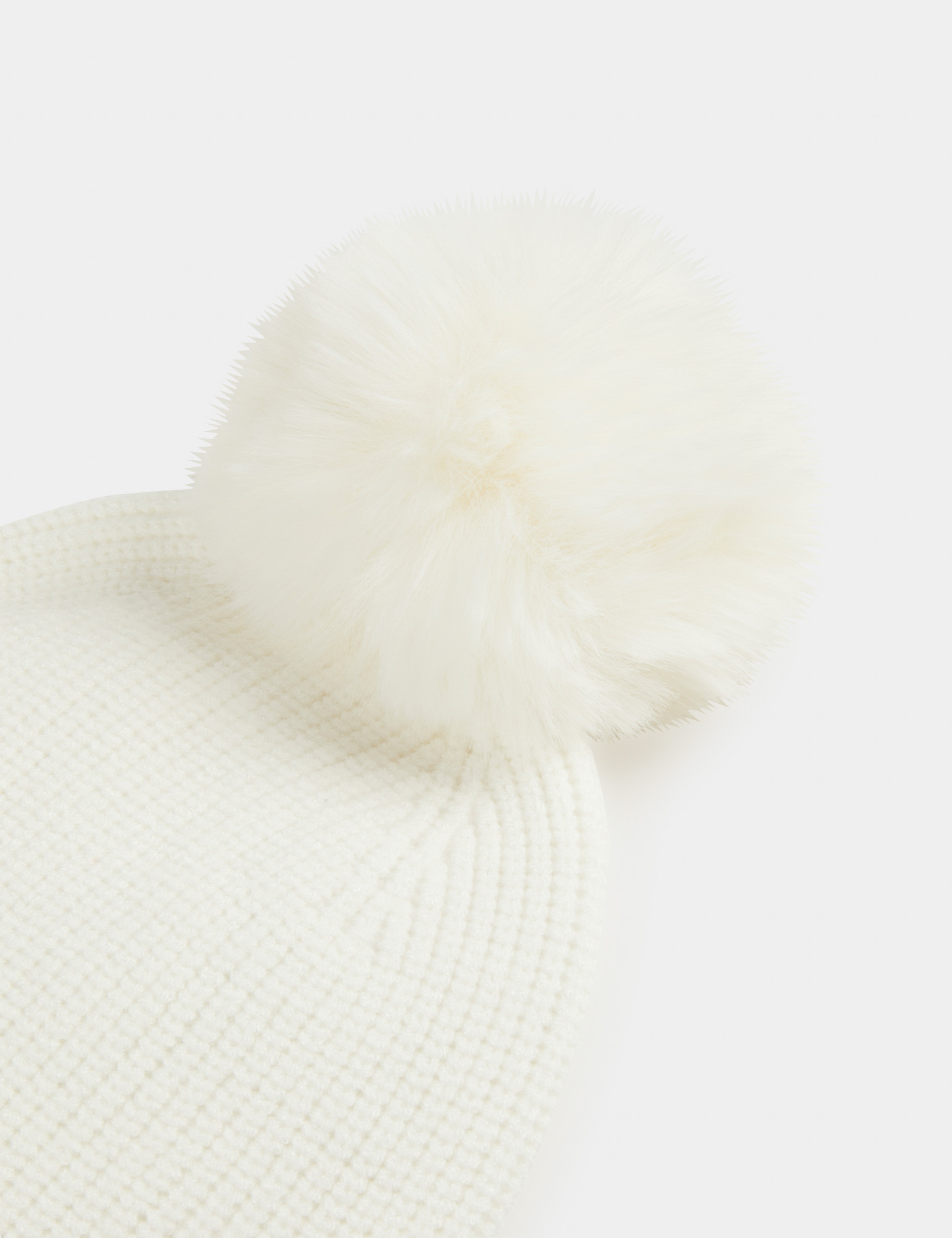 bonnet avec strass et pompon beige femme Bonnet avec strass et pompon beige femme