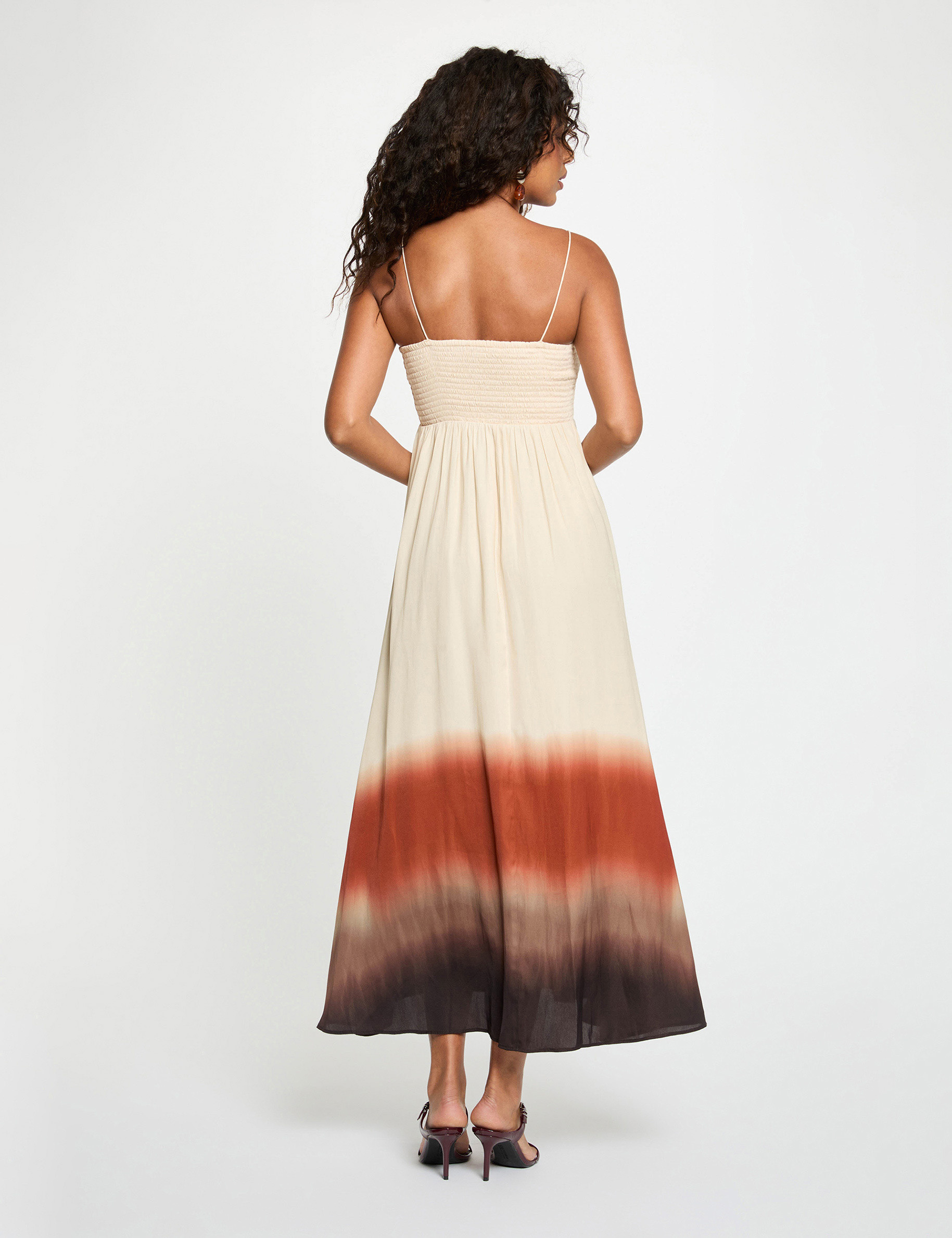 Robe &agrave; bretelles marron fonc&eacute; femme