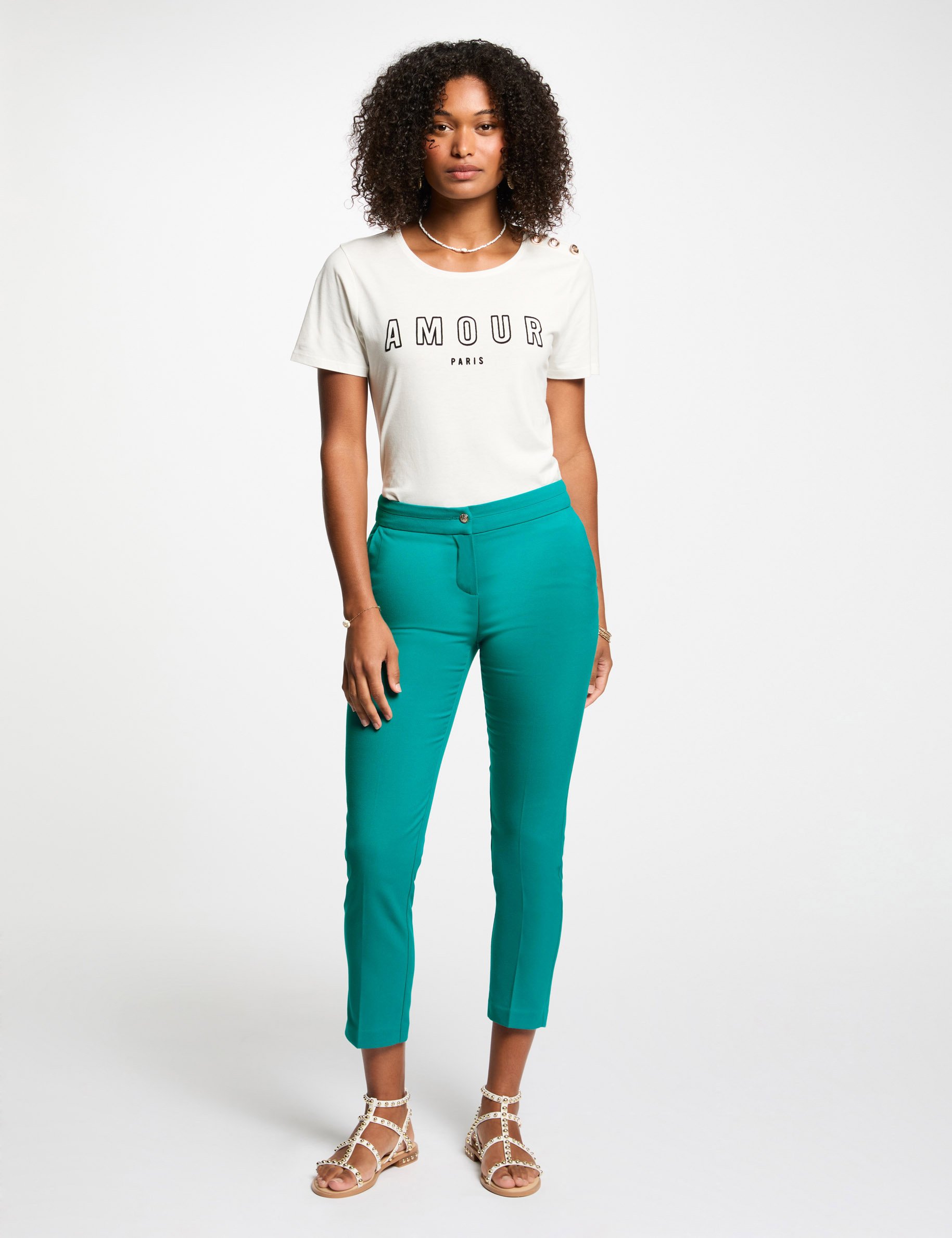 pantalon cigarette 78eme bleu turquoise femme Pantalon cigarette 7/8ème bleu turquoise femme