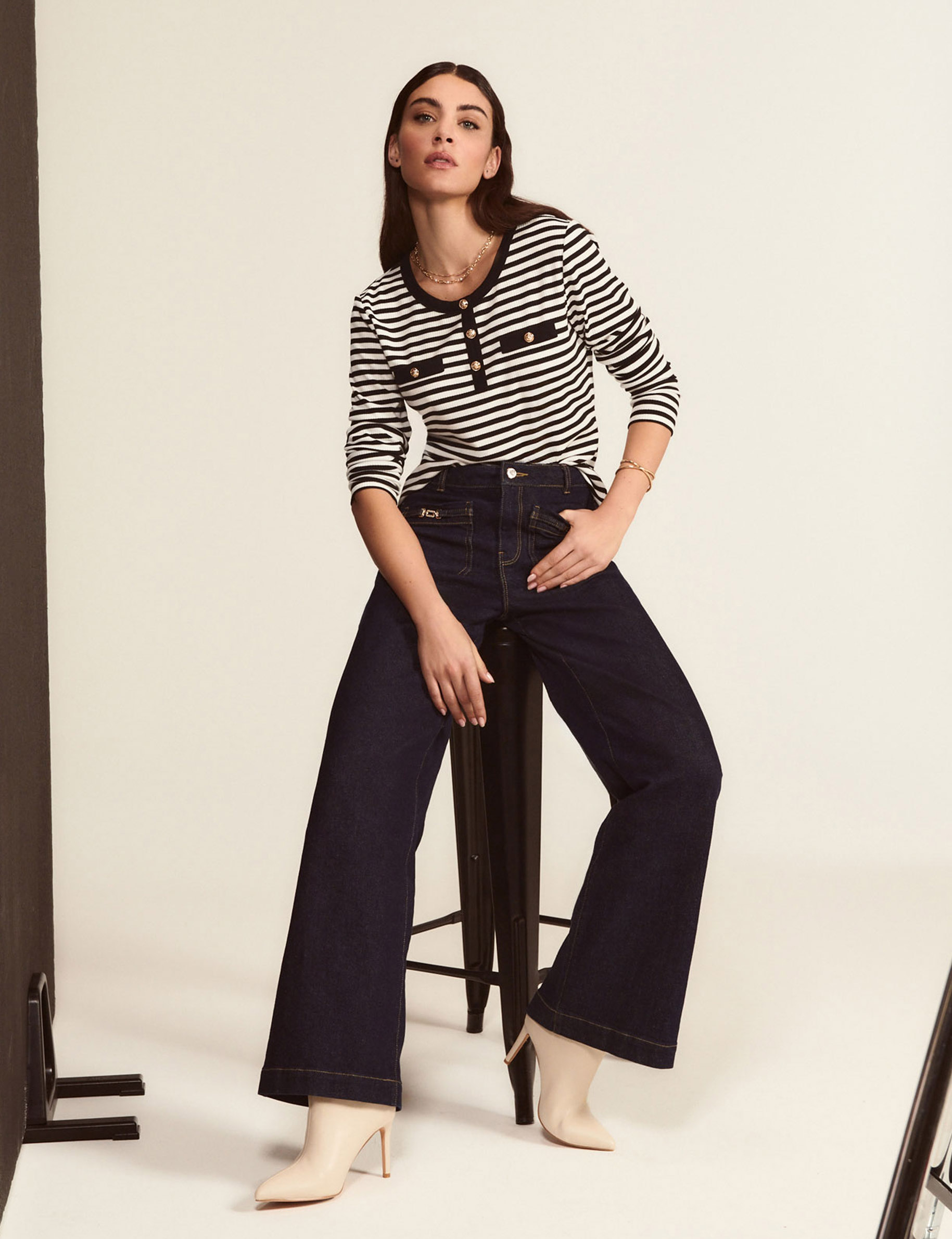 t shirt manches longues raye blanc femme T-shirt manches longues rayé blanc femme