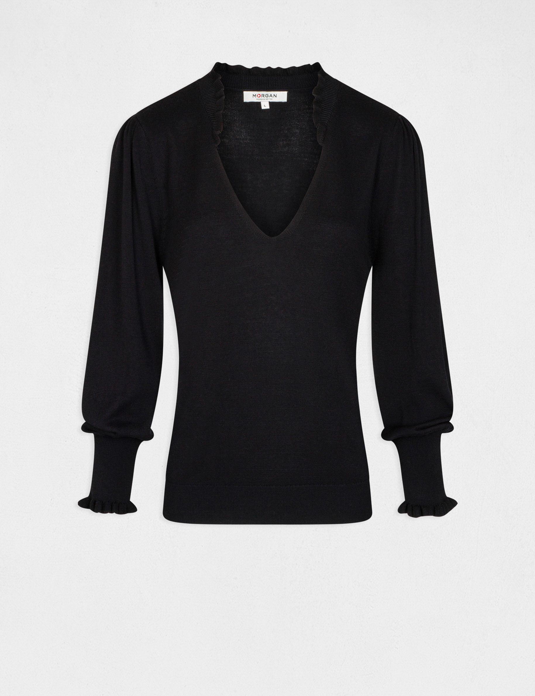 pull manches longues avec volants marine femme Pull manches longues avec volants marine femme