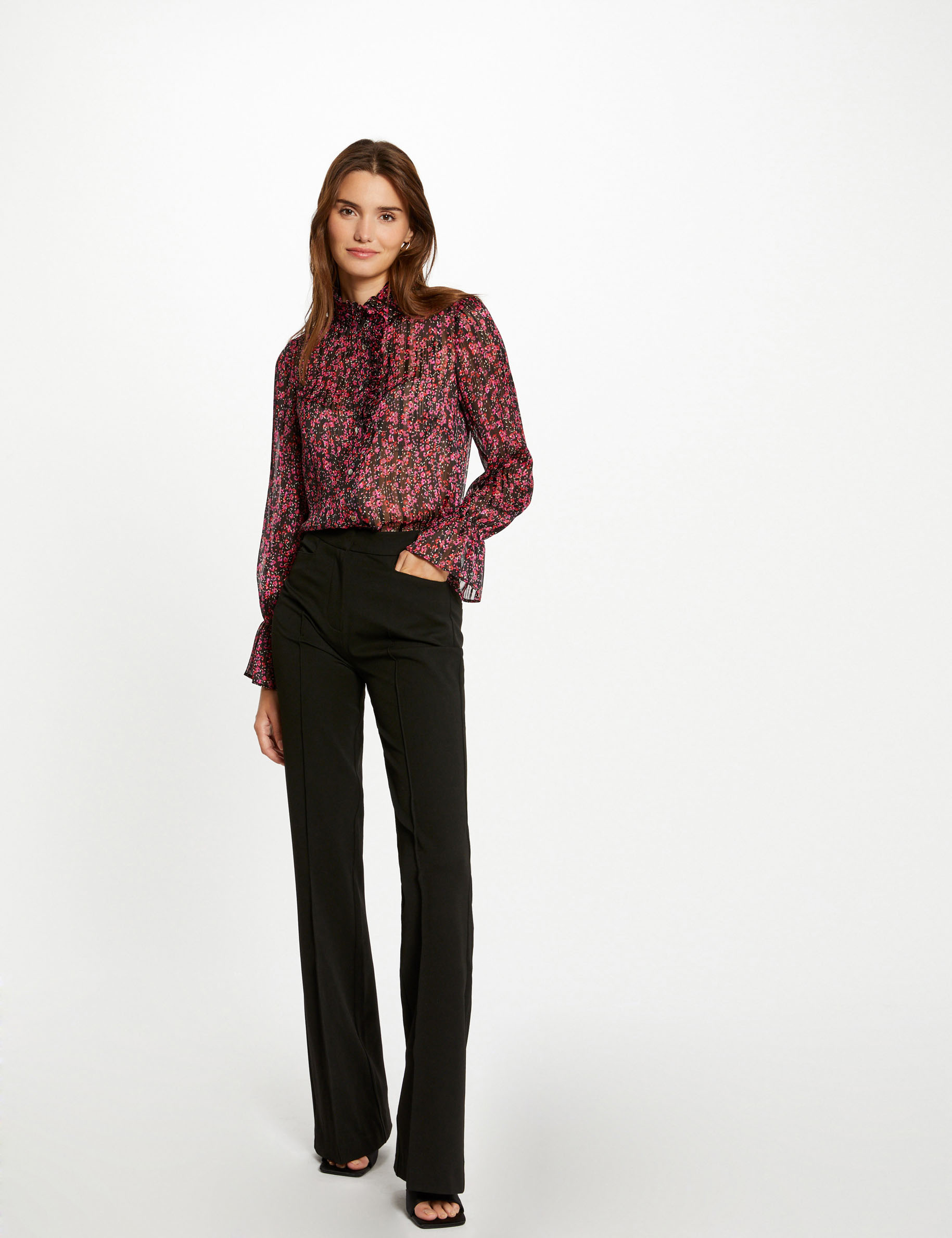 Chemise manches longues imprimé floral multico femme