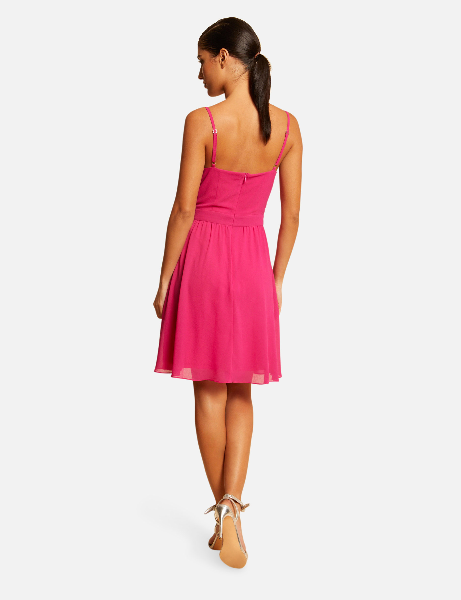 Robe patineuse avec col cache-coeur rose fonce femme Robe patineuse avec col cache-coeur rose fonce femme