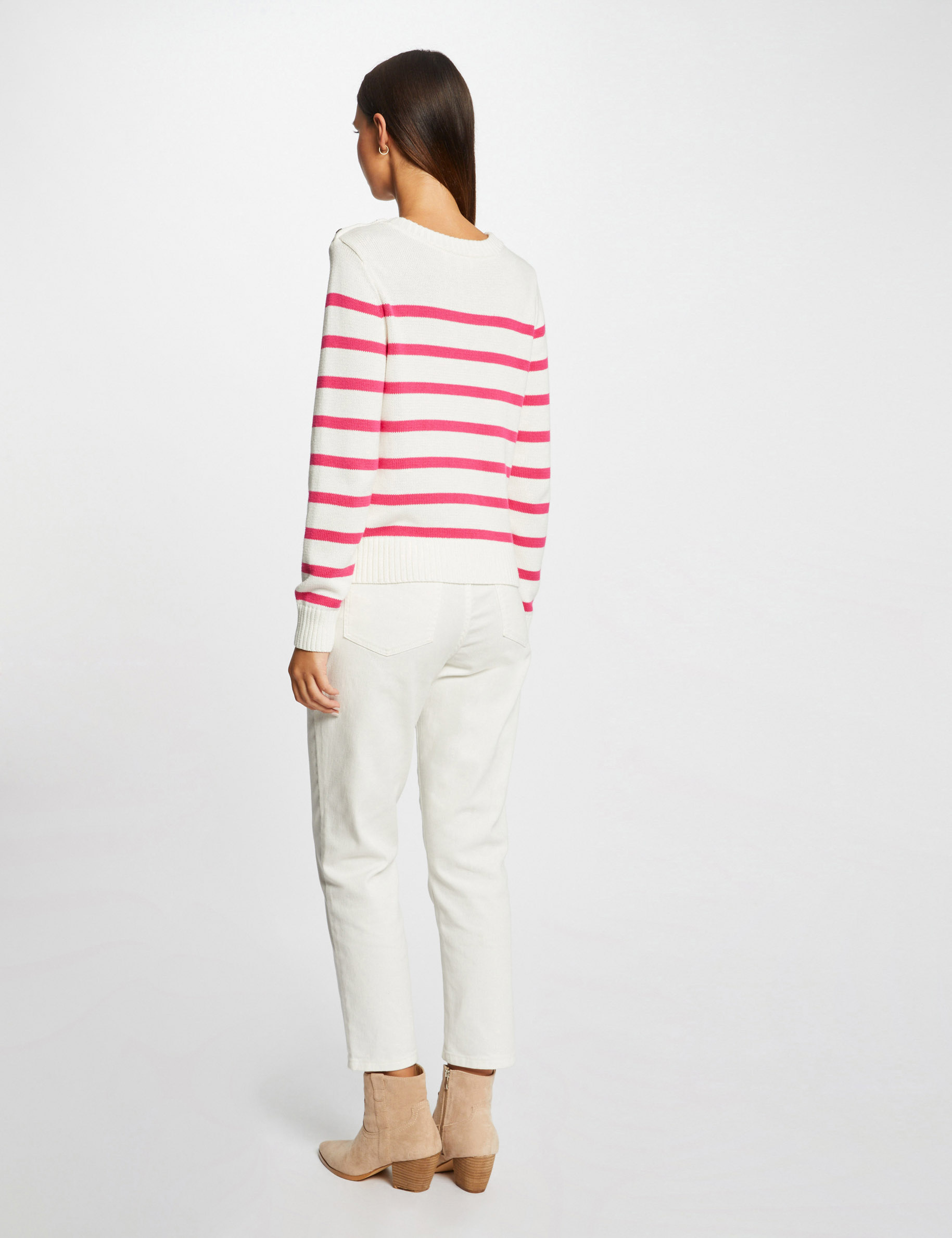 pull manches longues a rayures ecru femme Pull manches longues à rayures ecru femme