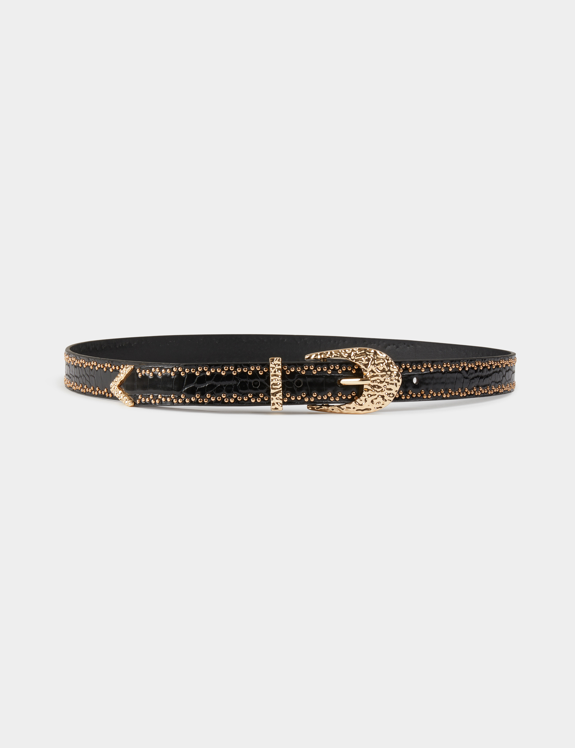 ceinture croco avec clous noir femme Ceinture croco avec clous noir femme