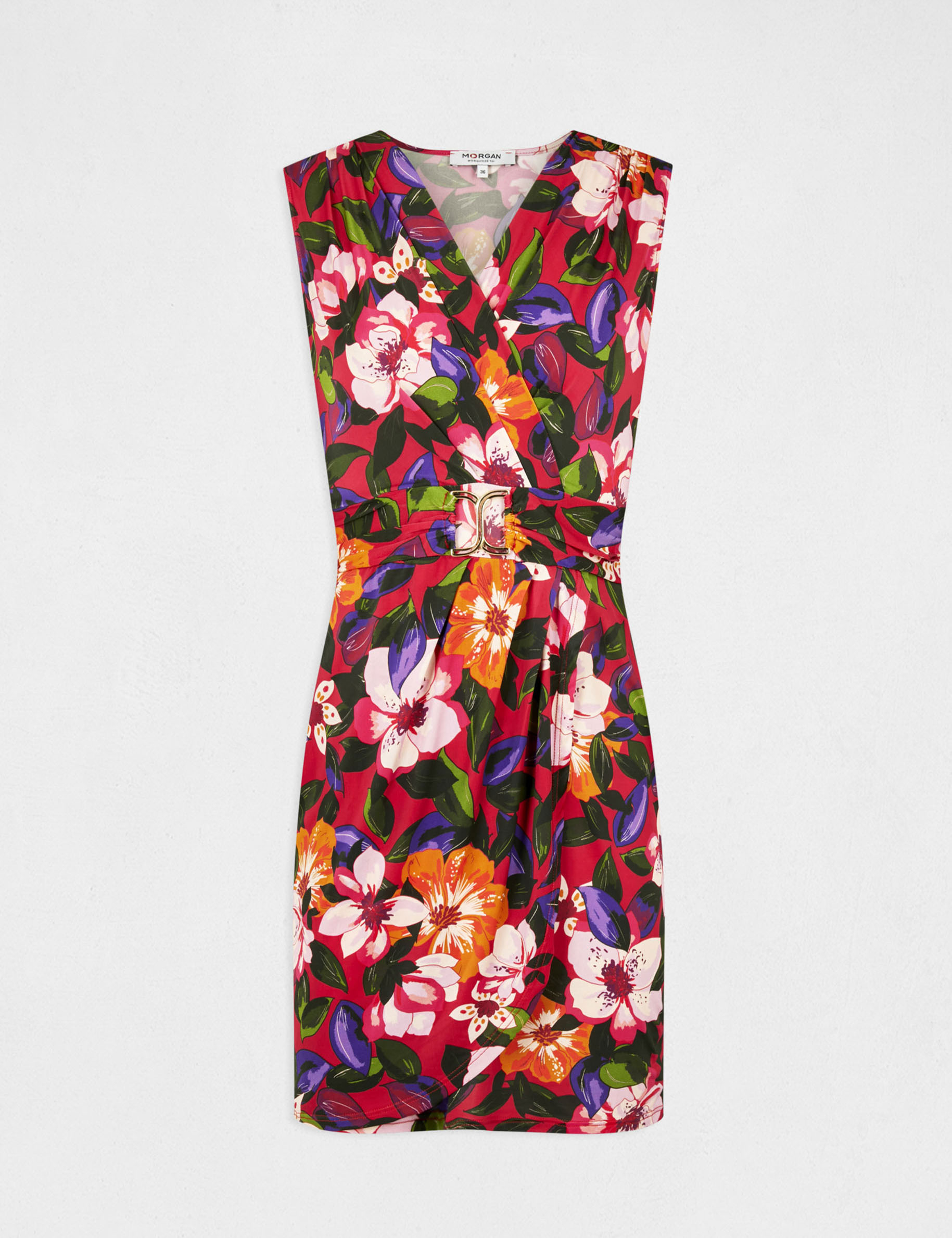 Robe ajustée drapée imprimé floral multico femme Robe ajustée drapée imprimé floral multico femme