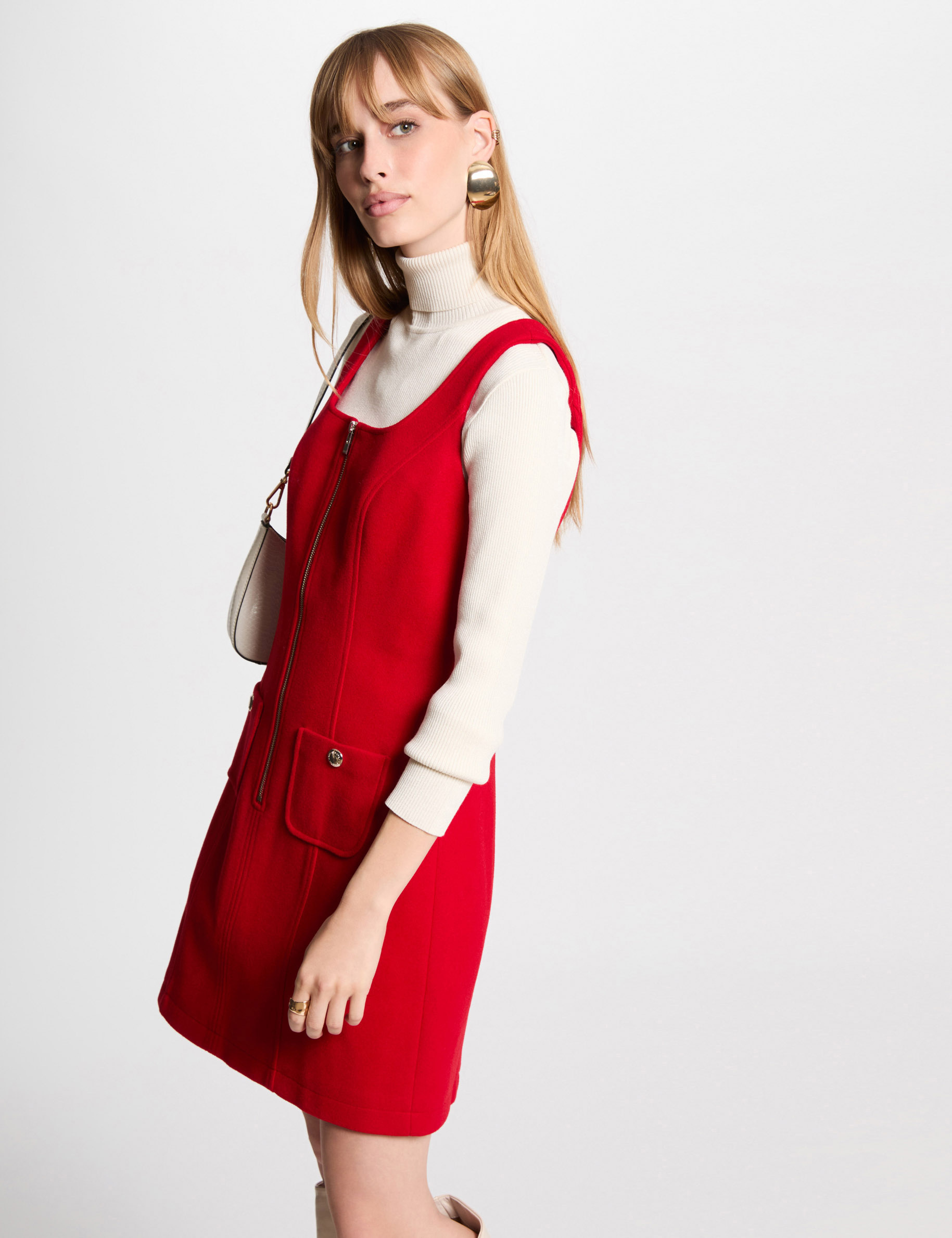 robe courte chasuble zippee rouge femme Robe courte chasuble zippée rouge femme
