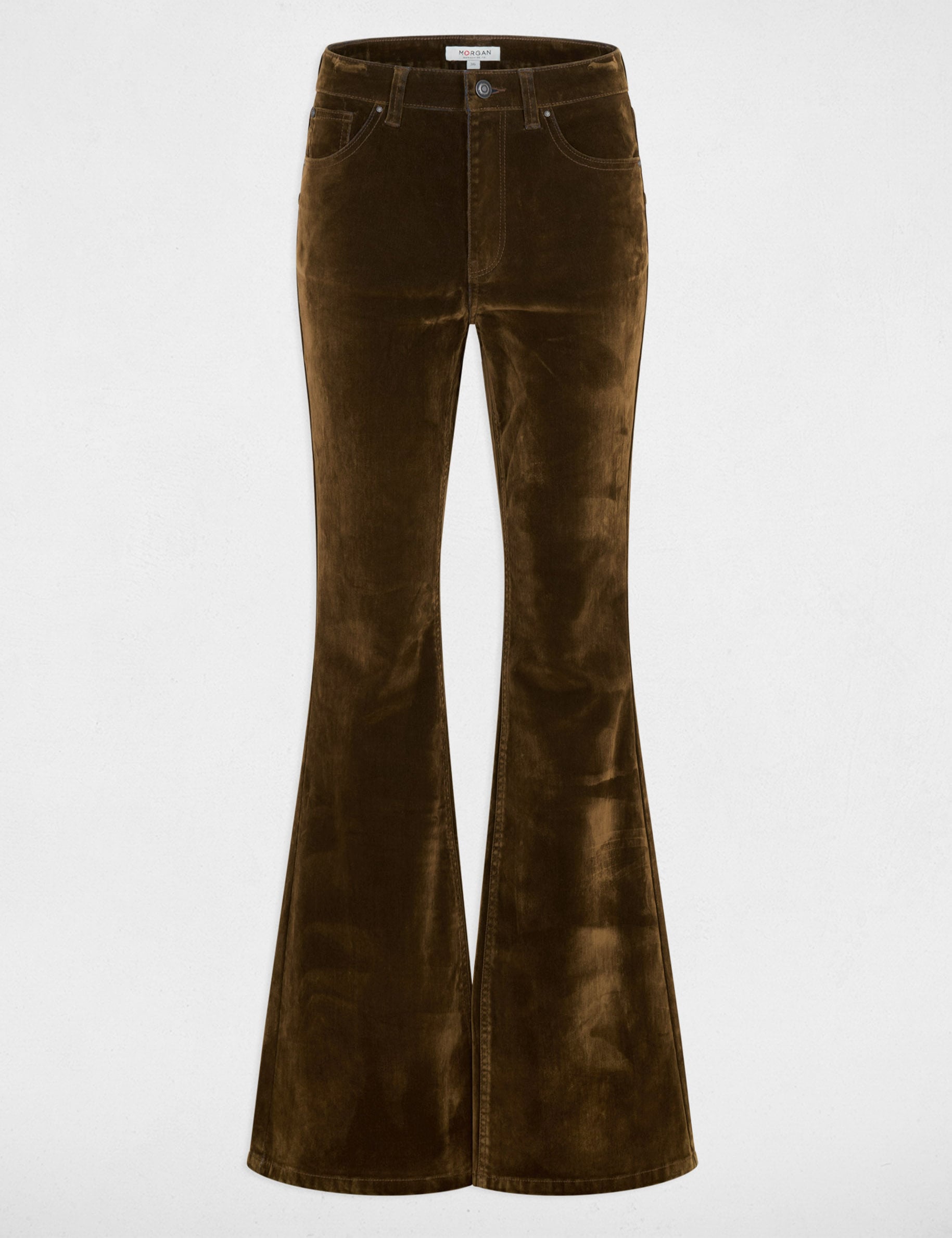Pantalon bootcut velours couleur bronze femme
