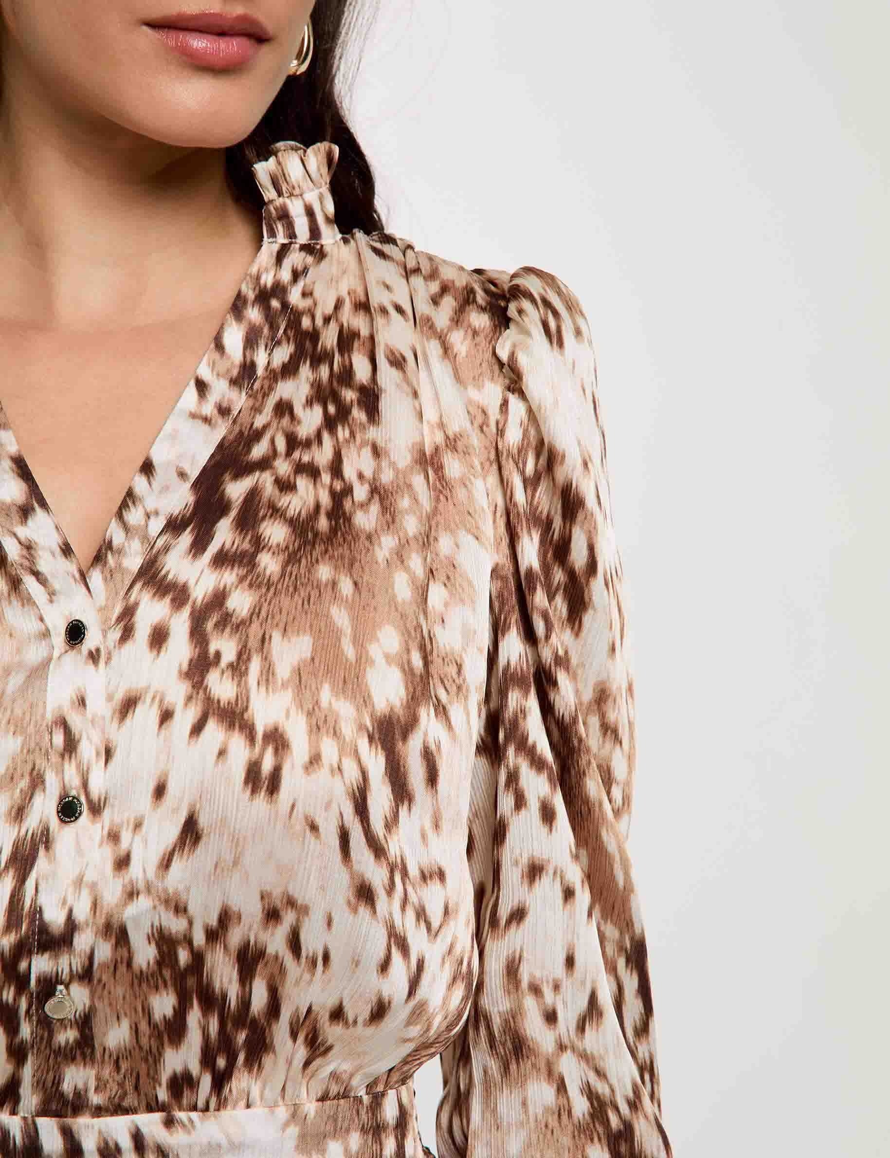Robe courte manches bouffantes multicolore femme