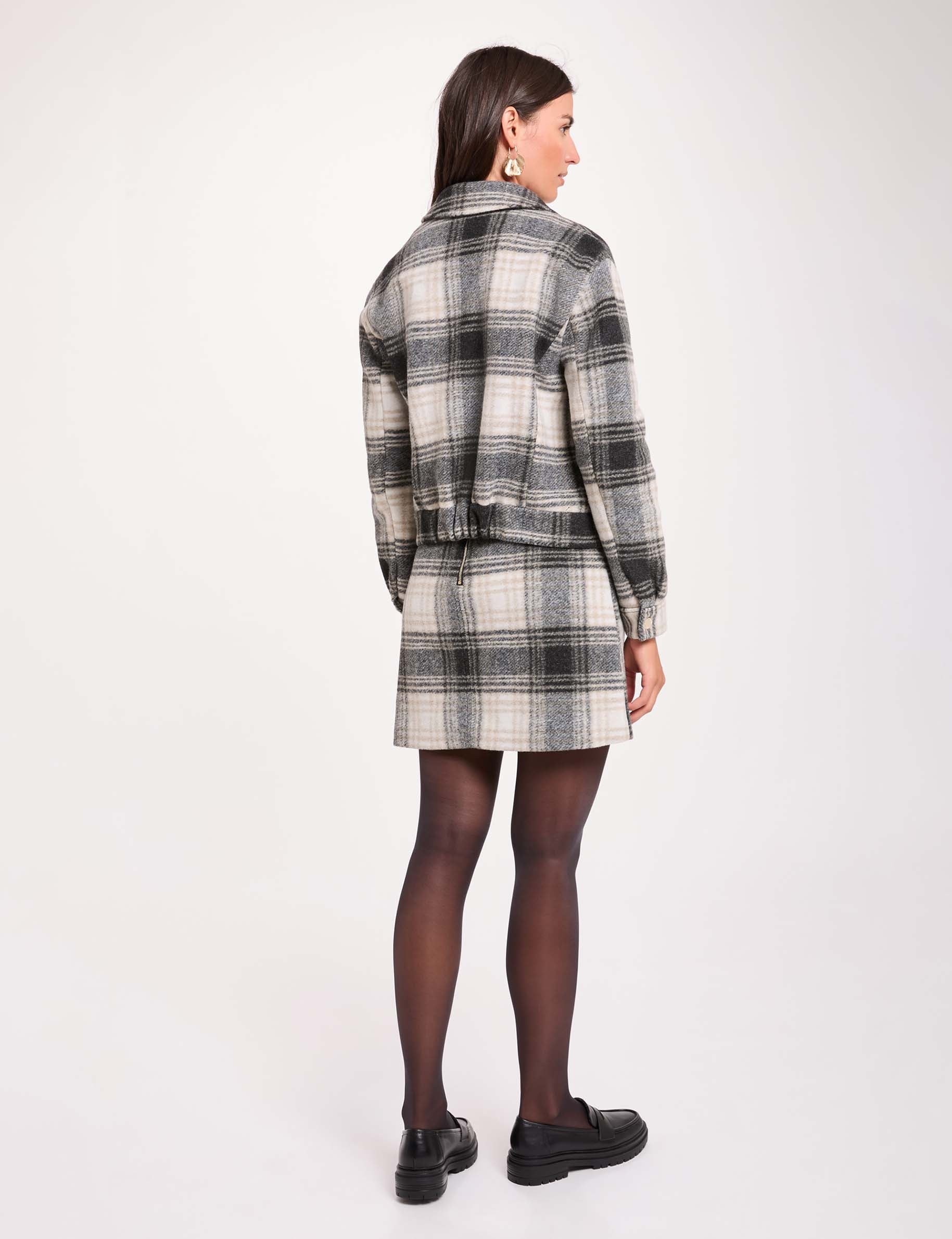 Jupe courte &agrave; carreaux multicolore femme