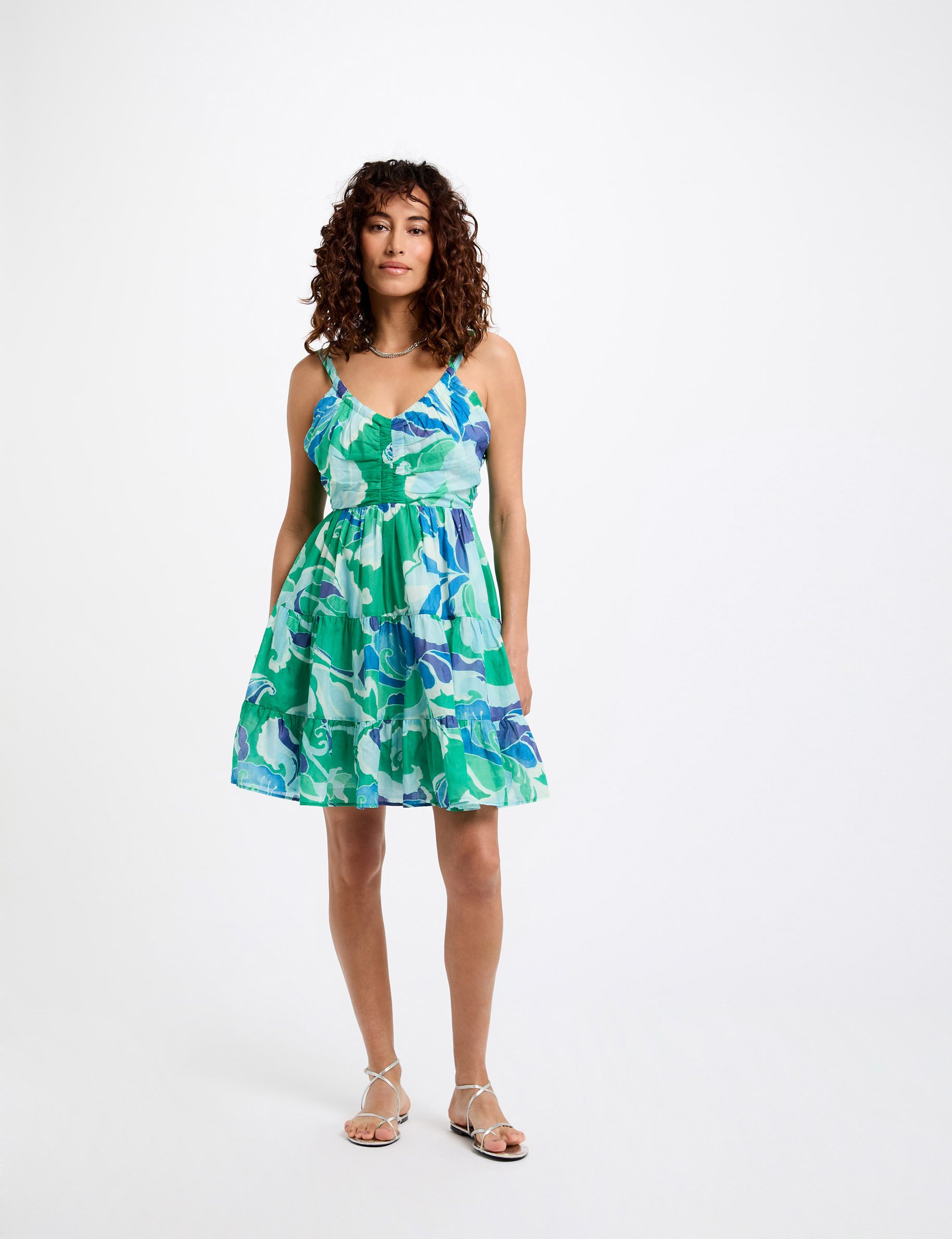 robe courte trapeze imprimee multicolore femme Robe courte trapèze imprimée multicolore femme