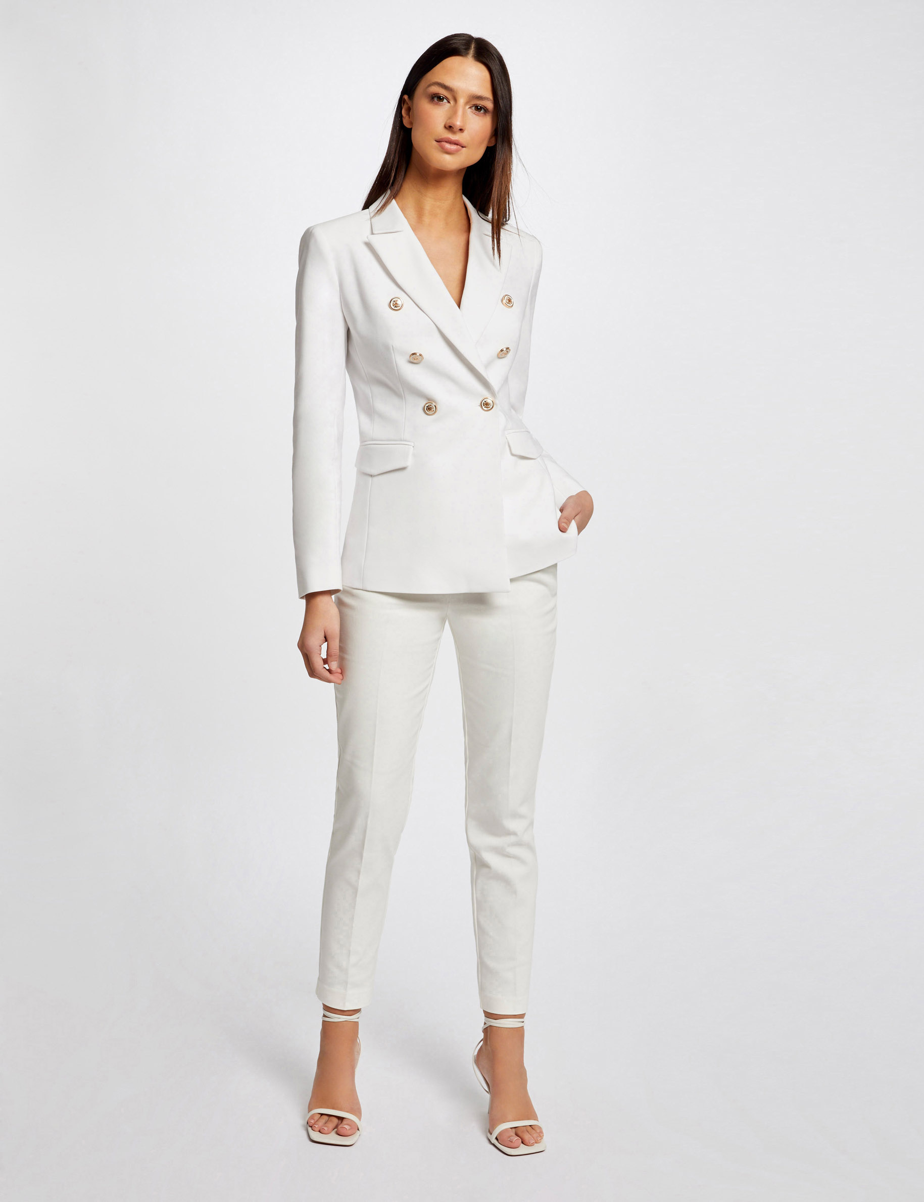 Veste cintrée avec boutons ecru femme Veste cintrée avec boutons ecru femme